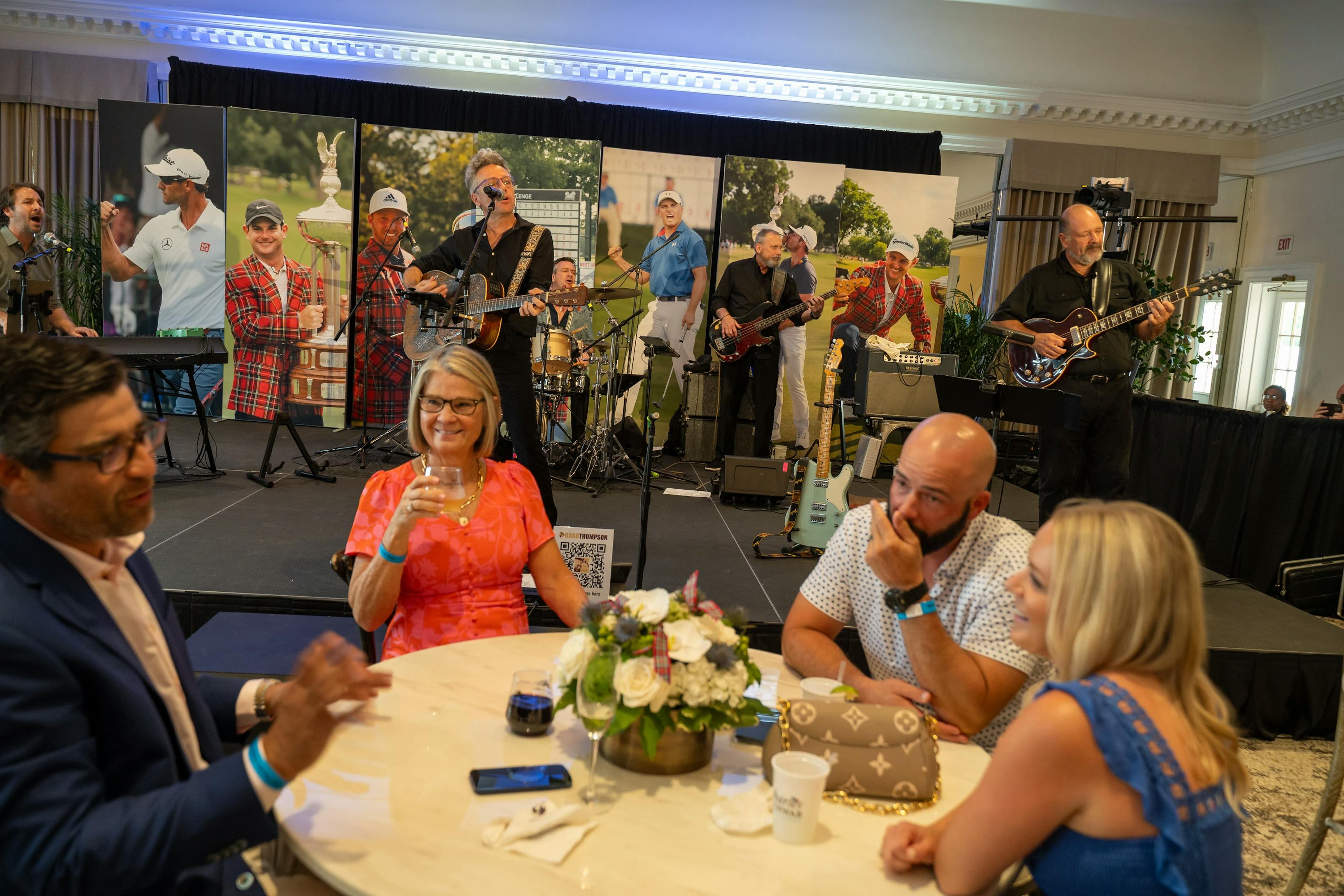 people talking at table