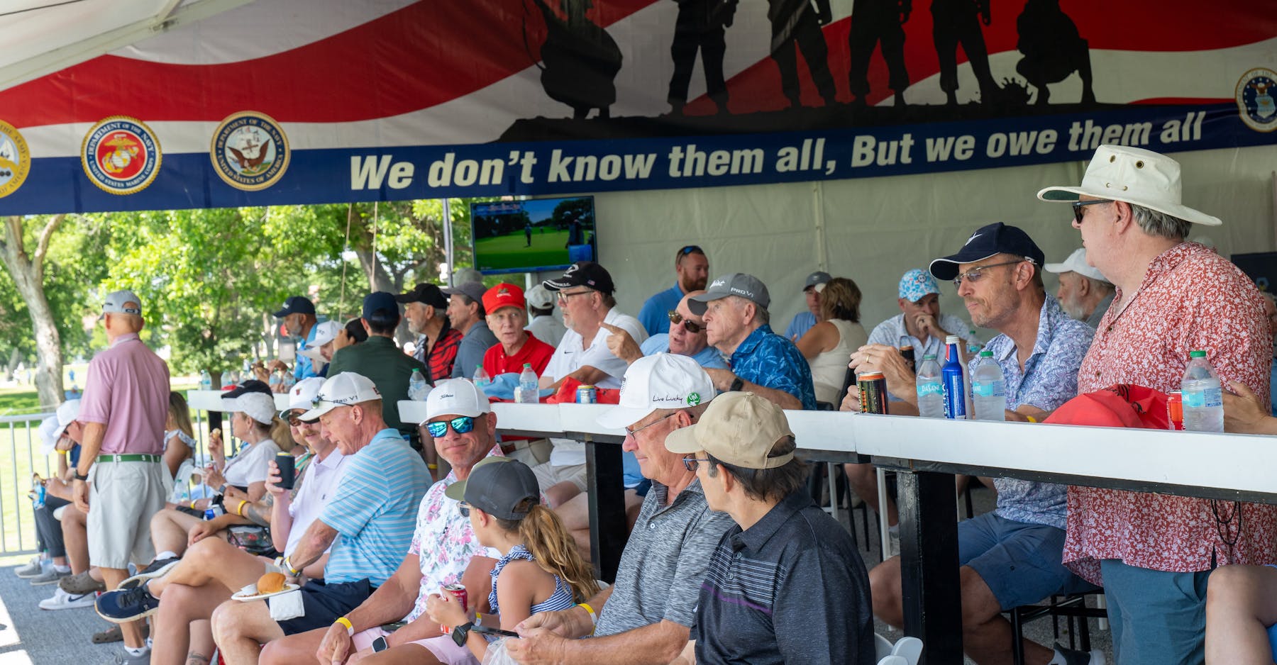 Fans in tent