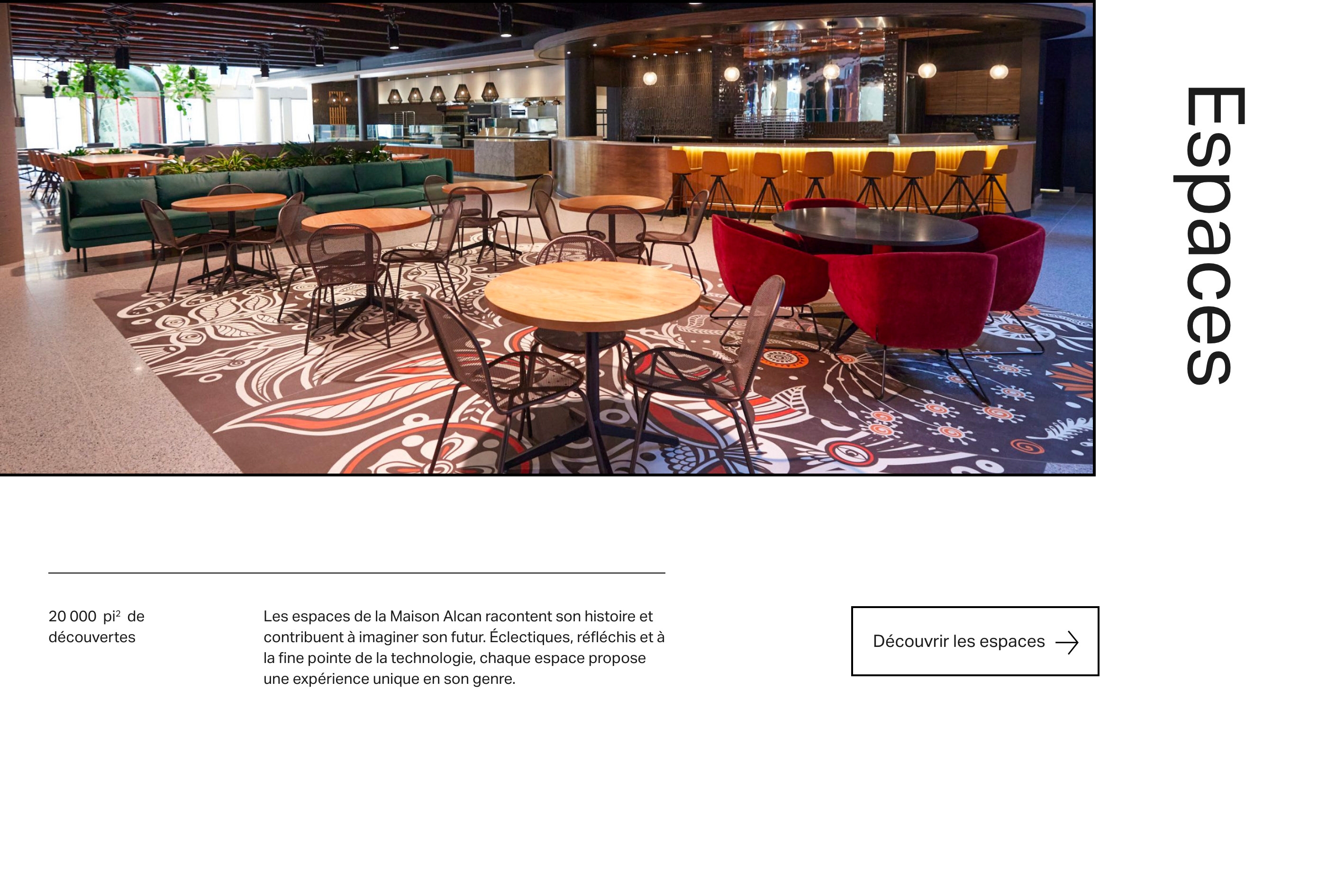 Exemple de la page « Espace » du site web de la Maison Alcan