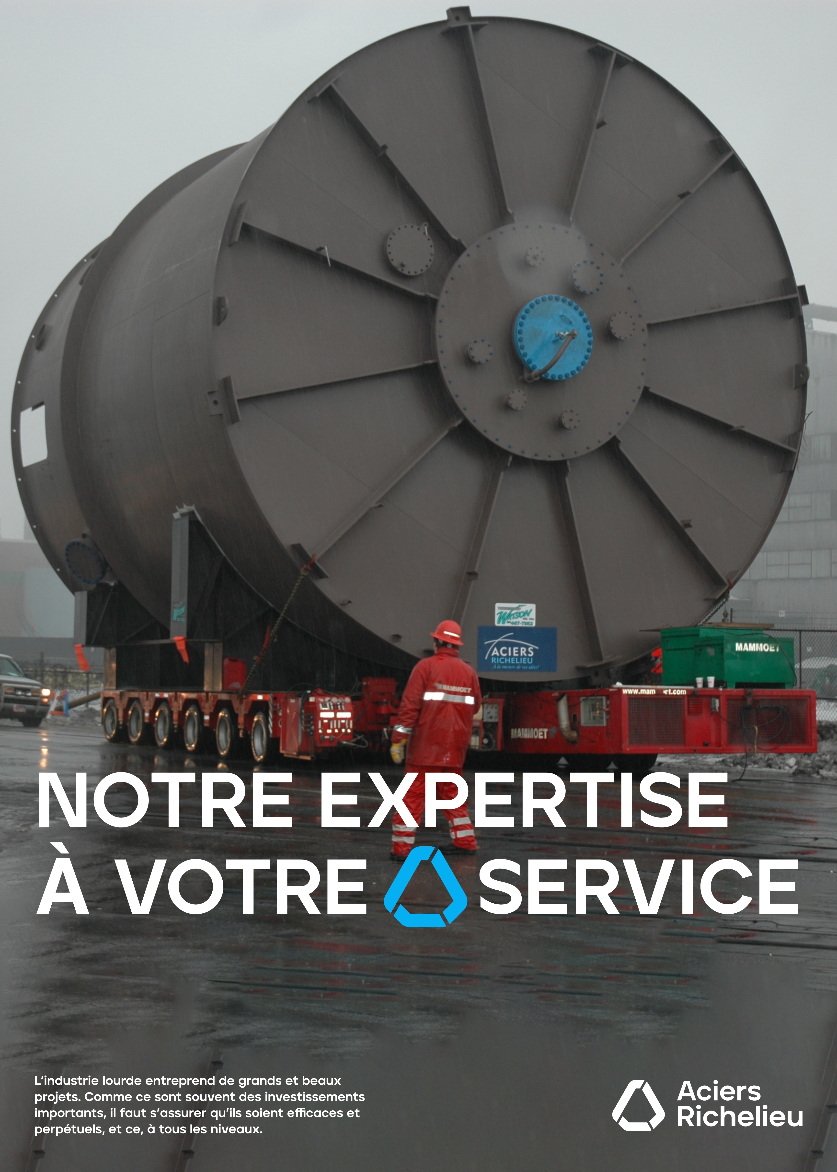 Affiche avec des éléments de l'identité graphique d'Aciers Richelieu 