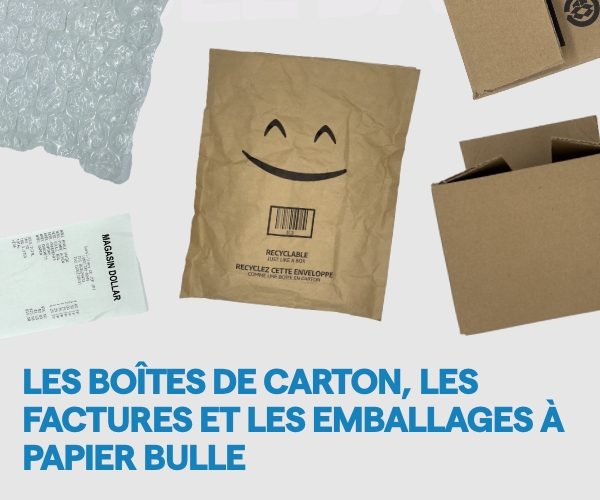 Visuel de la campagne «Quel bac?» du bac bleu avec des objets recyclables