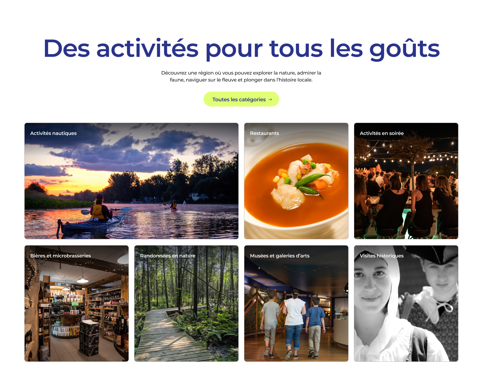 Page d'accueil du site web de Tourisme Région Sorel-Tracy