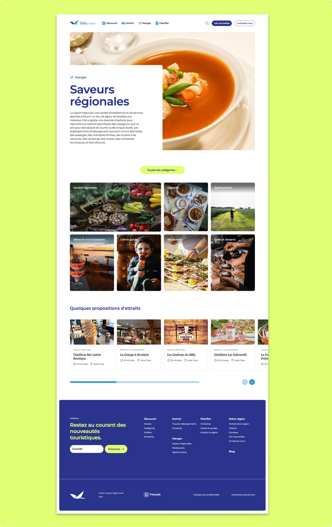 Vue depuis un mobile du site web de Tourisme Région Sorel-Tracy