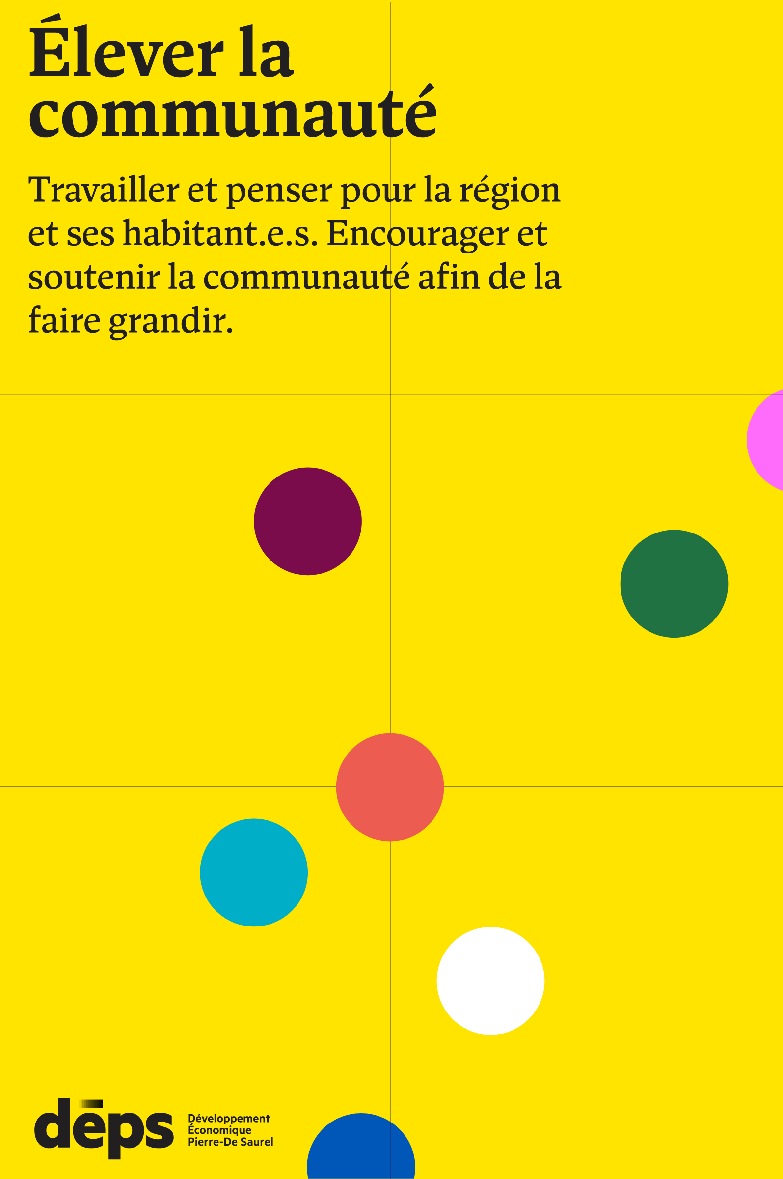 Exemple d'affiche avec des éléments de l'image de marque du Développement économique Pierre-De Saurel (DÉPS)