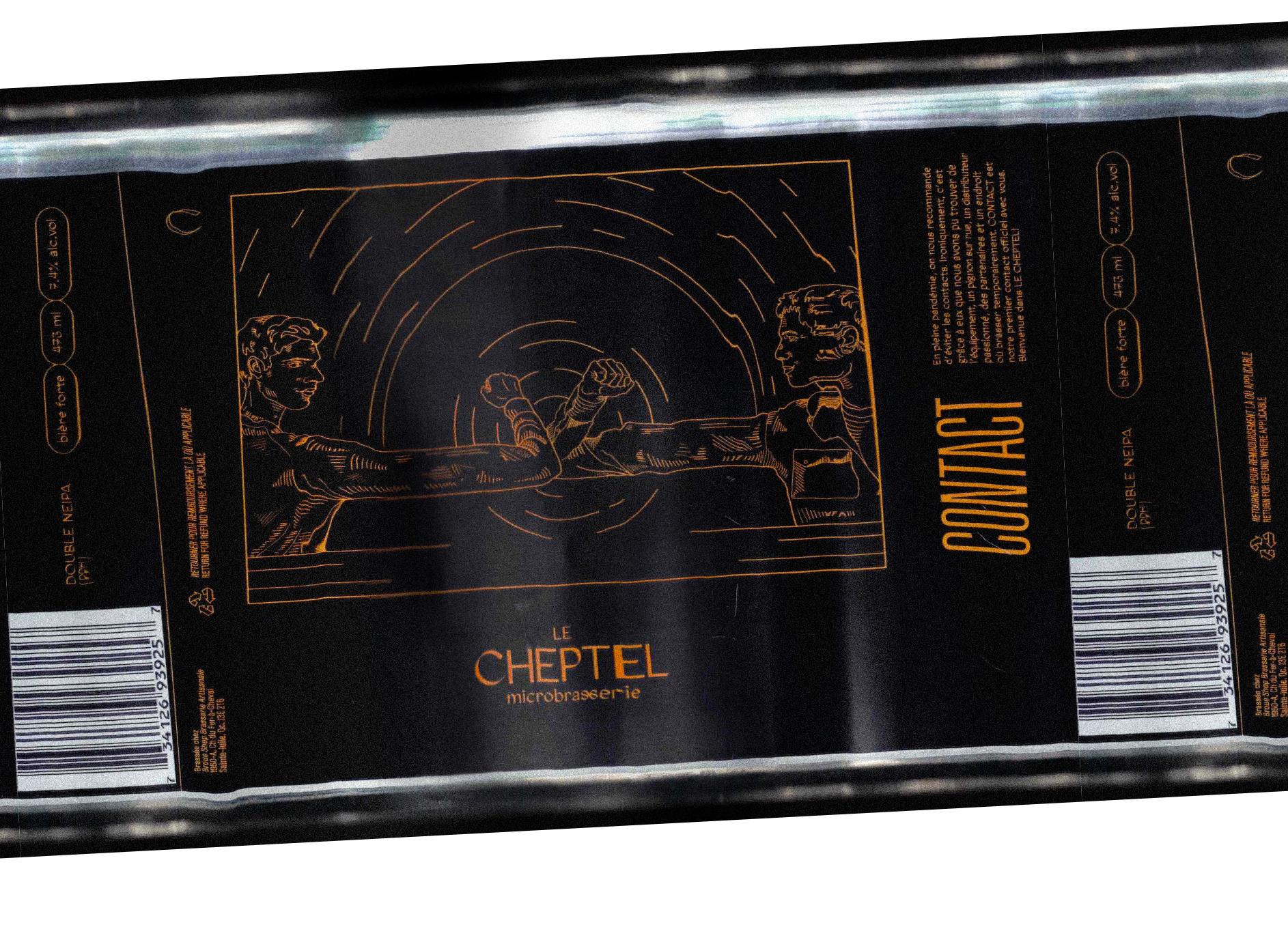 Étiquette de la bière Contact de la microbrasserie Le Cheptel