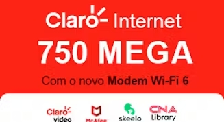 Claro Internet 750 mega com Claro Vídeo, McAfee, Skeelo e CNA Library