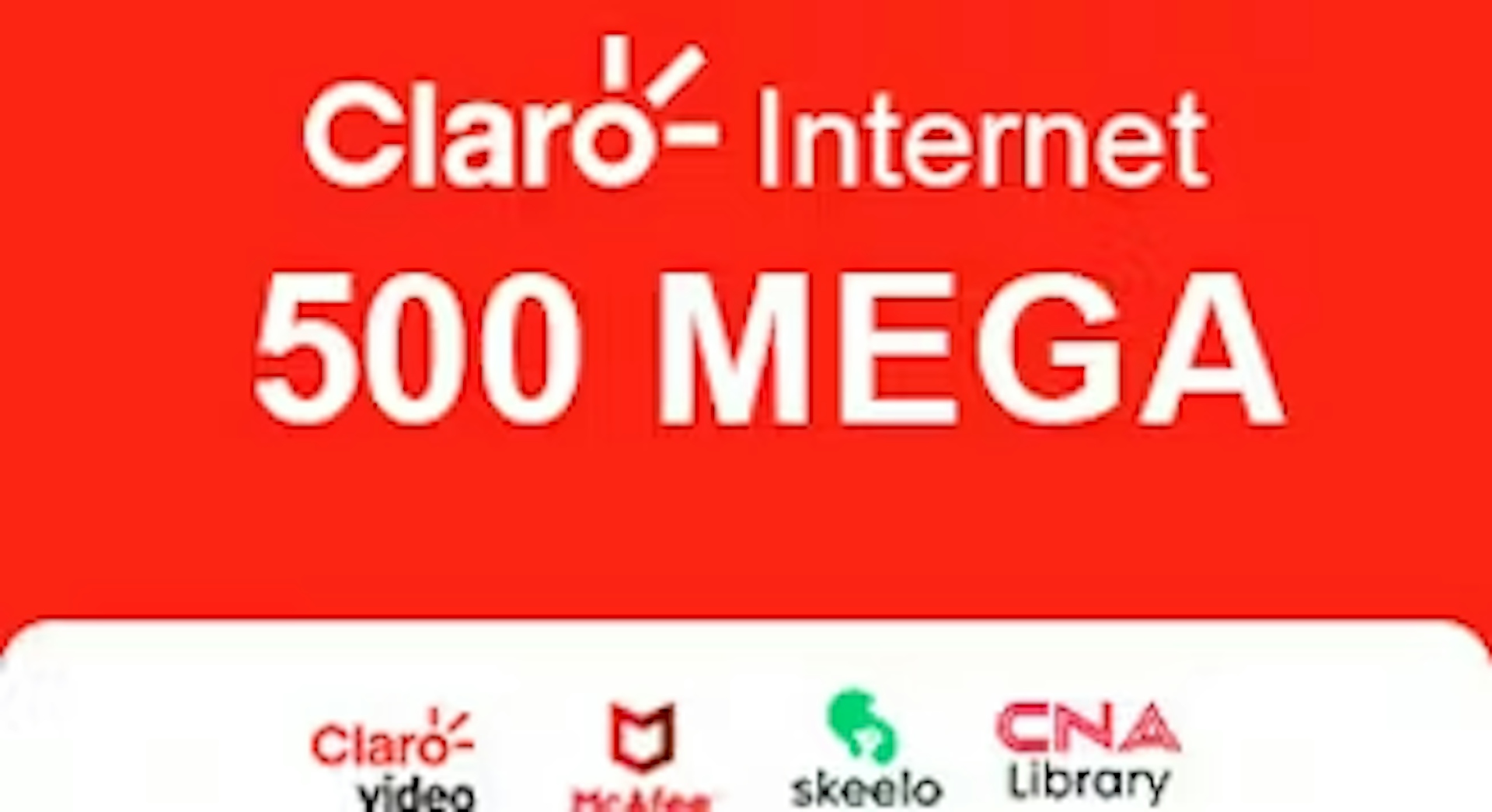 Claro Internet 500 mega com Claro Vídeo, McAfee, Skeelo e CNA Library