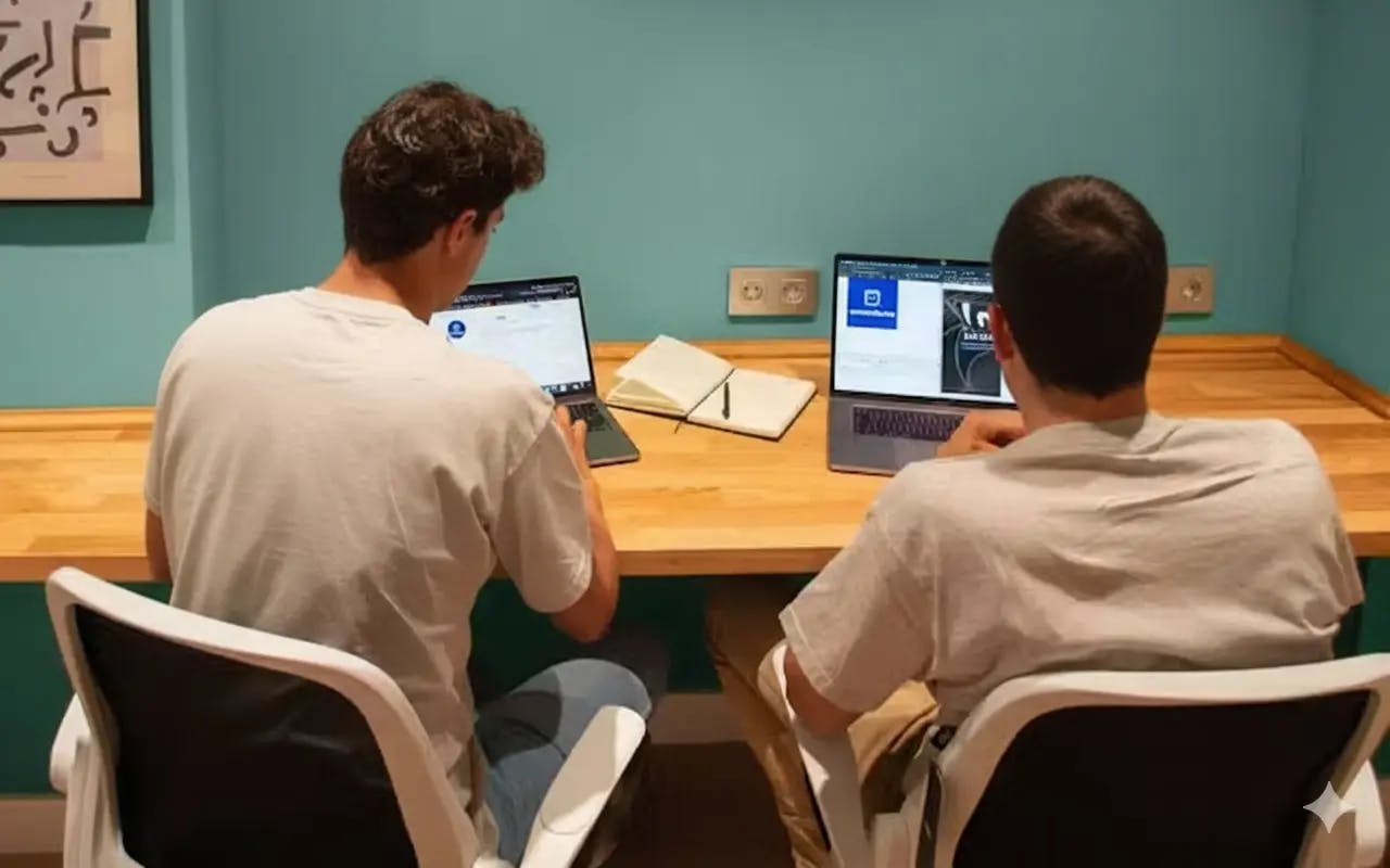 Ingenieros de Comerciame frente al ordenador