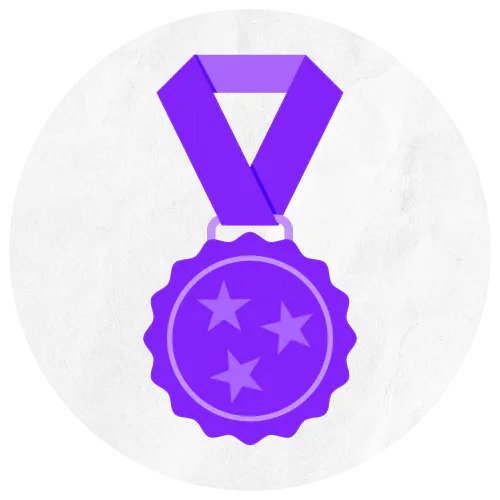 Purple medal icon.