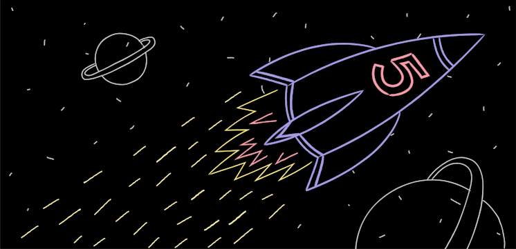 Rocket ship in space