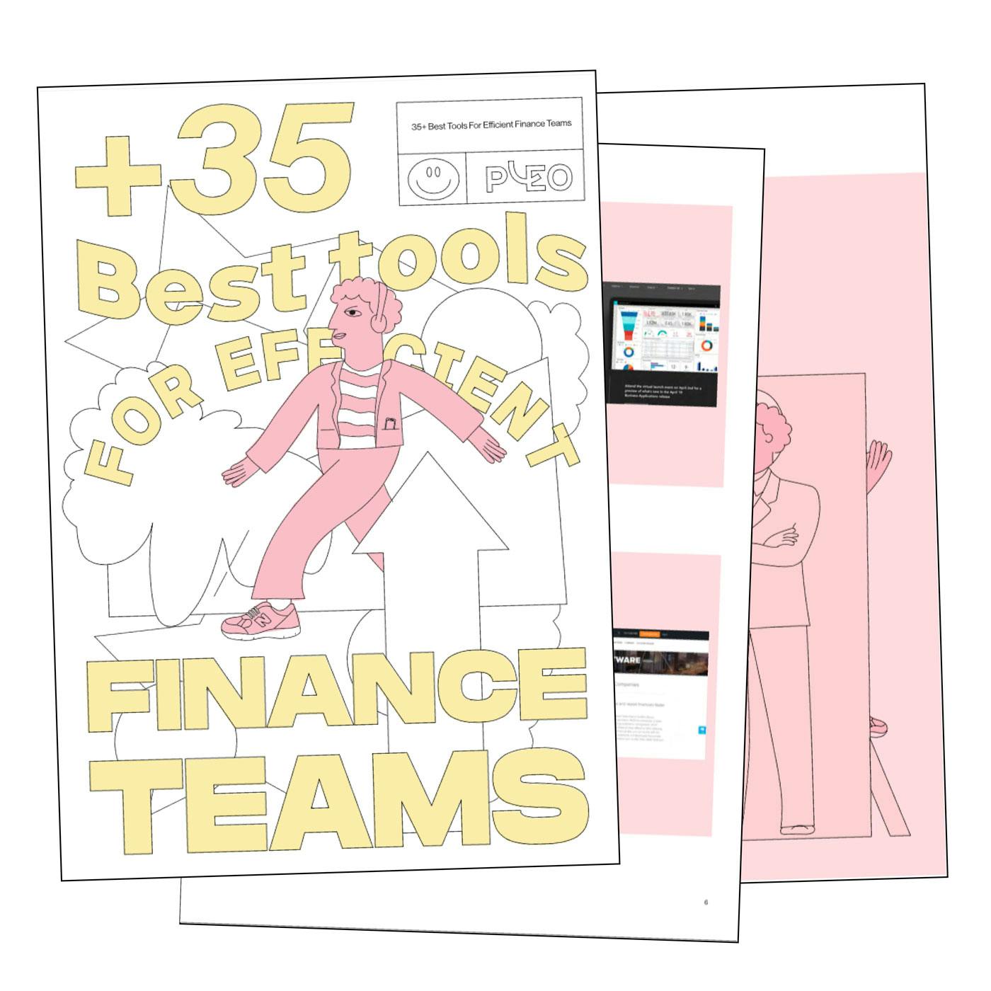 Varias páginas del ebook sobre las 35 mejores herramientas para equipos financieros
