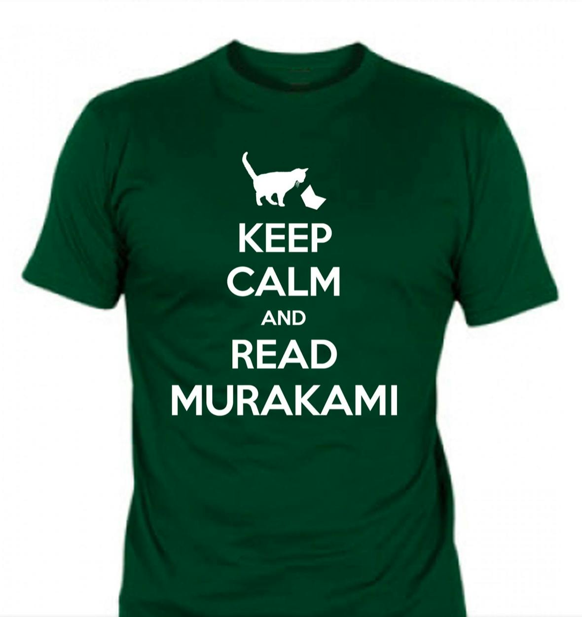 Camiseta con el lema «Keep calm and read Murakami»