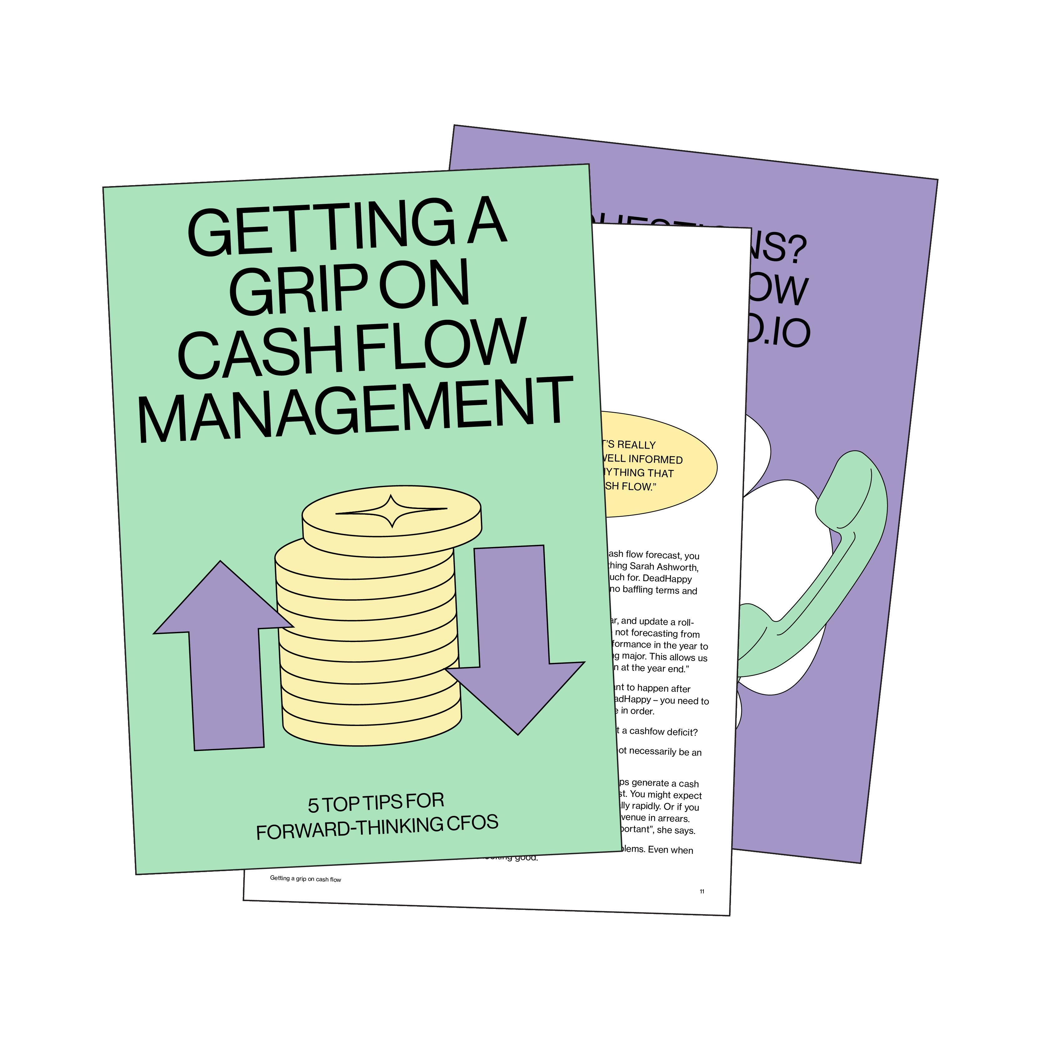Front cover and two pages of Pleo's cash flow management eBook
