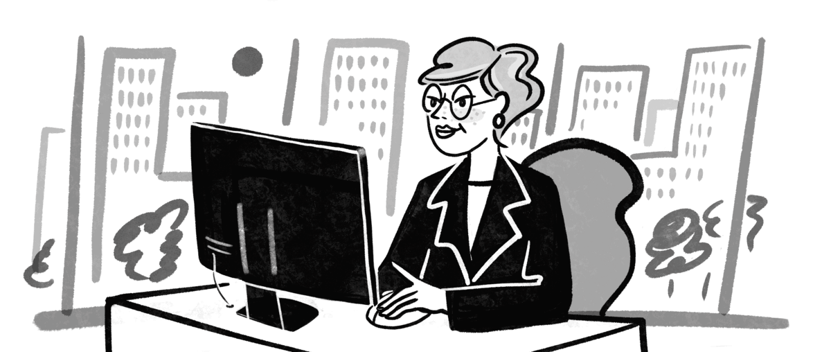 Kvinna förflyttas mellan olika arbetsplatser med ett klick