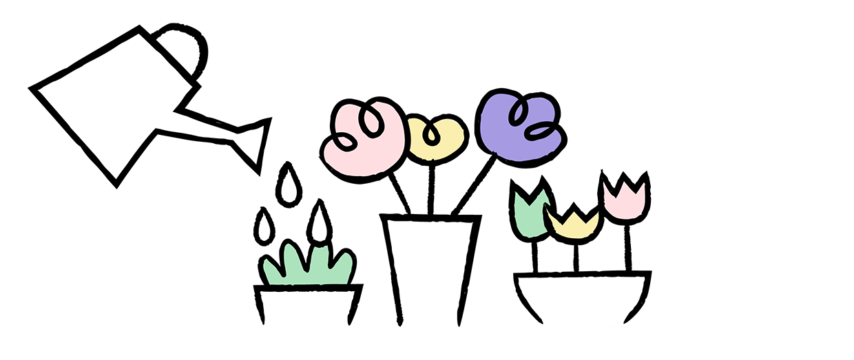 flower pots and watering can