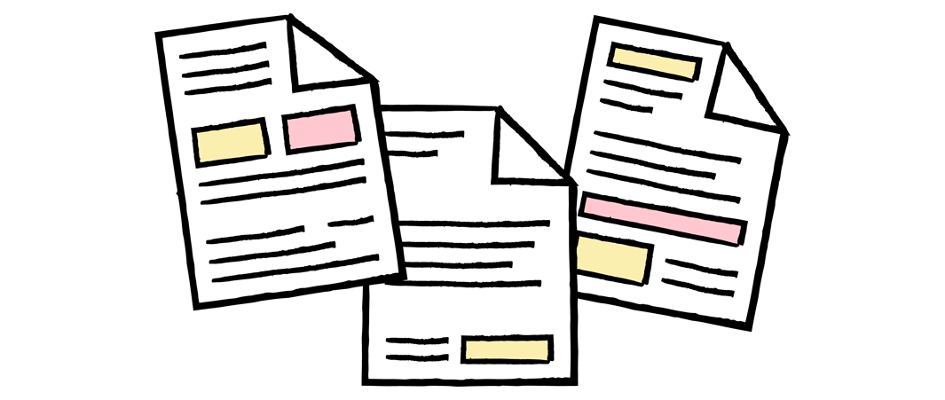 Three different paper forms