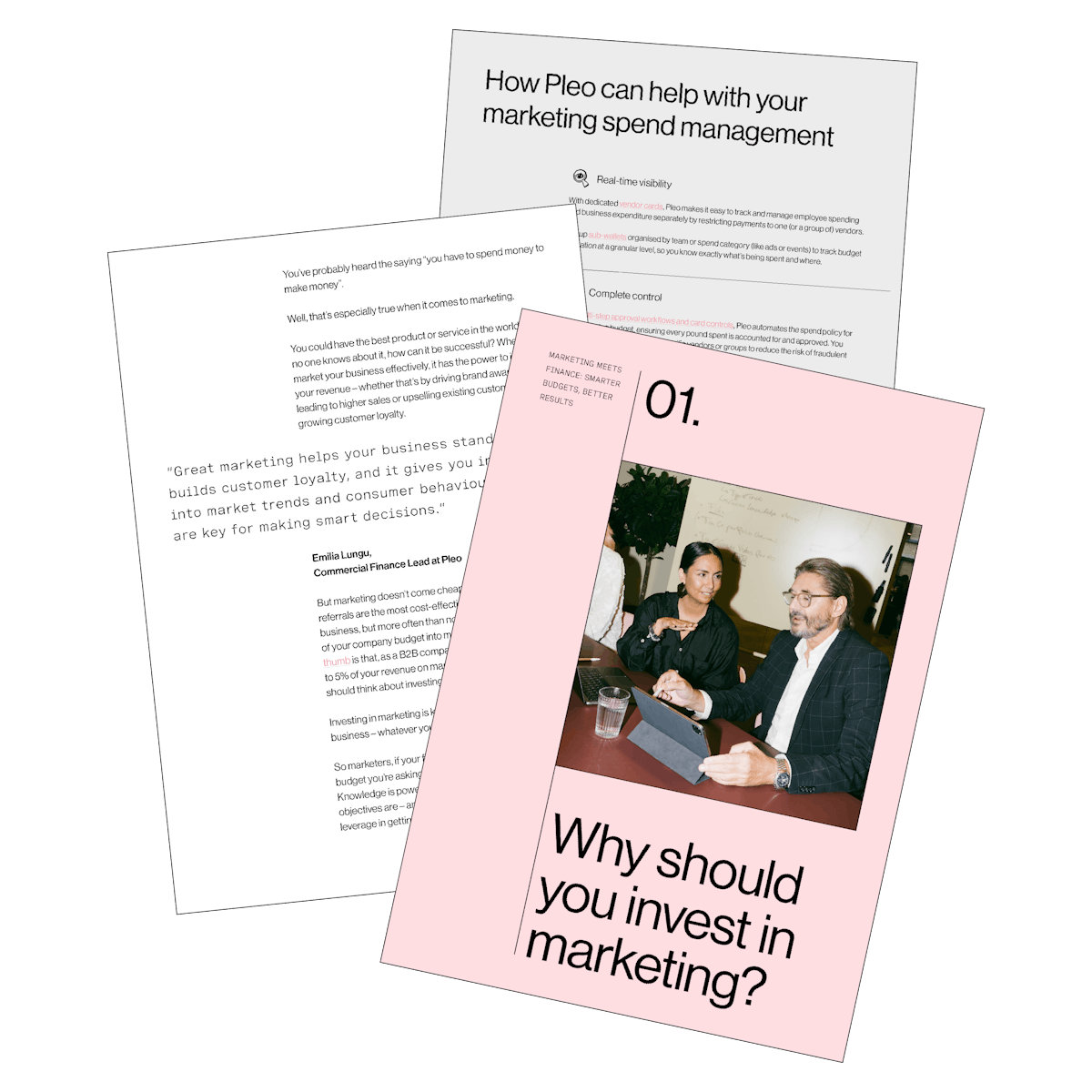 3 pages inside the marketing spend eBook