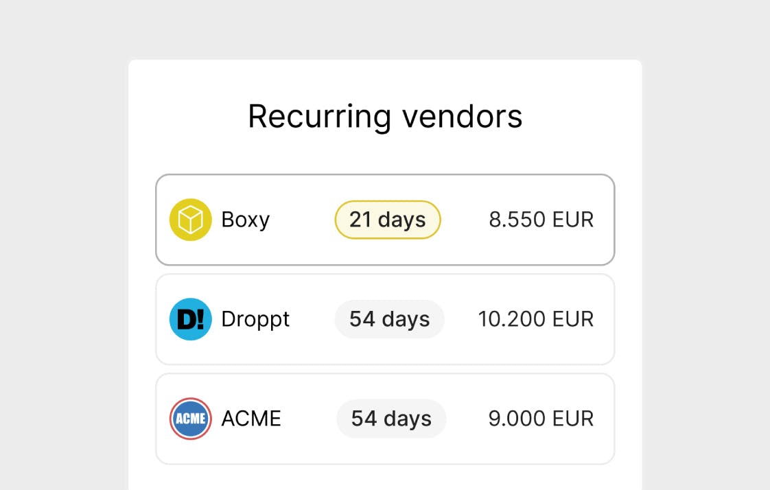 recurring vendors
