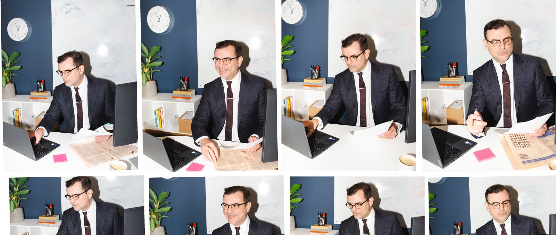 CFO sitting and working at his desk