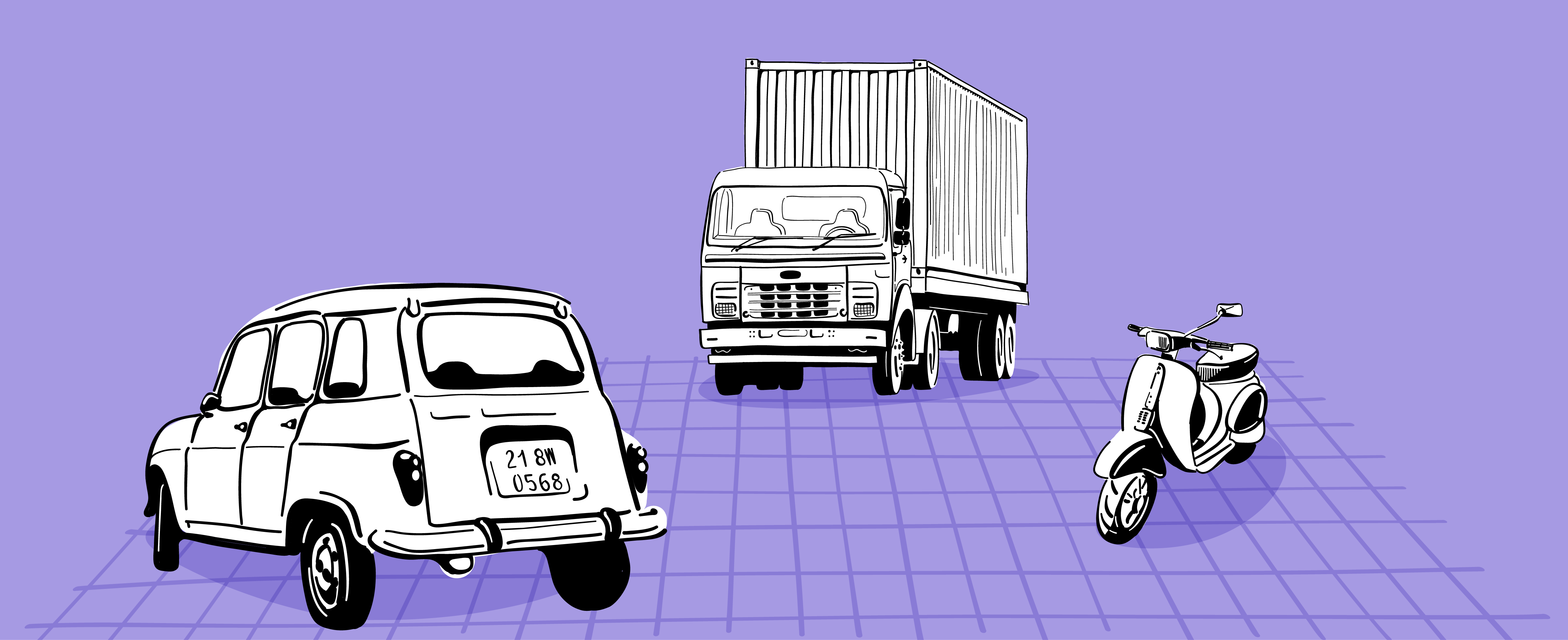 Car, truck and bike