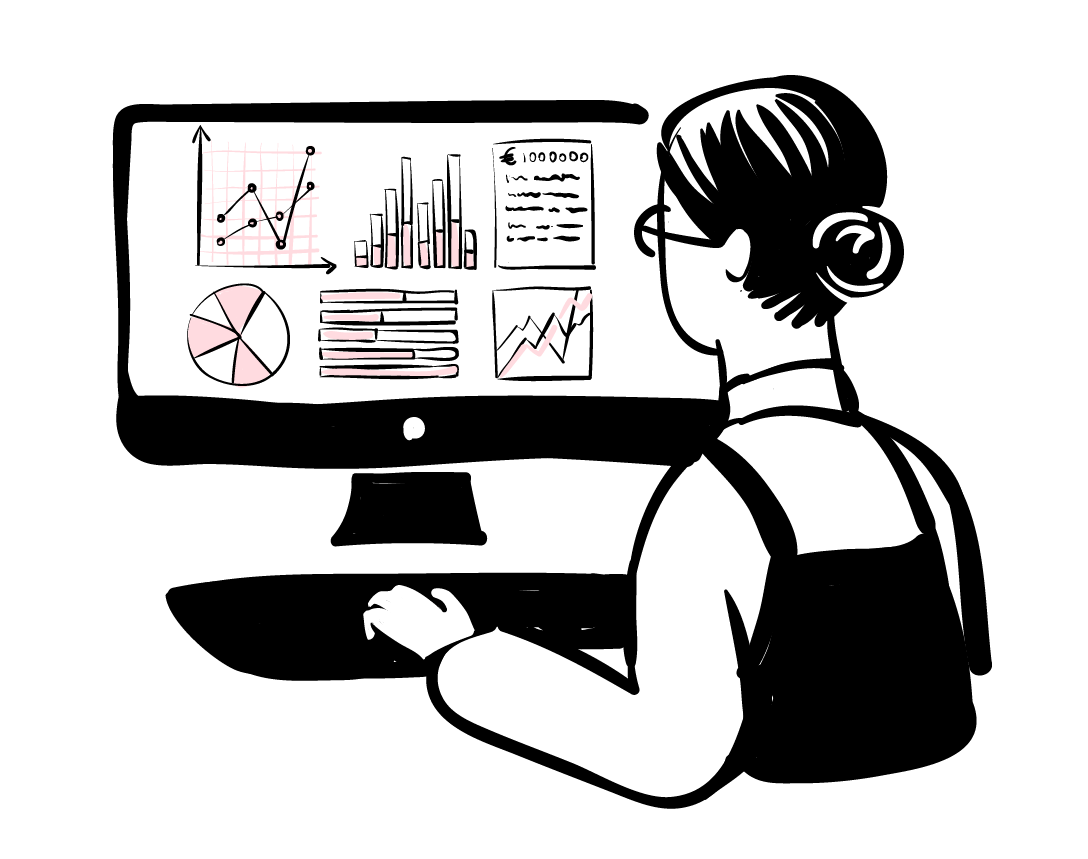 Woman using accounting automation tools on her desktop