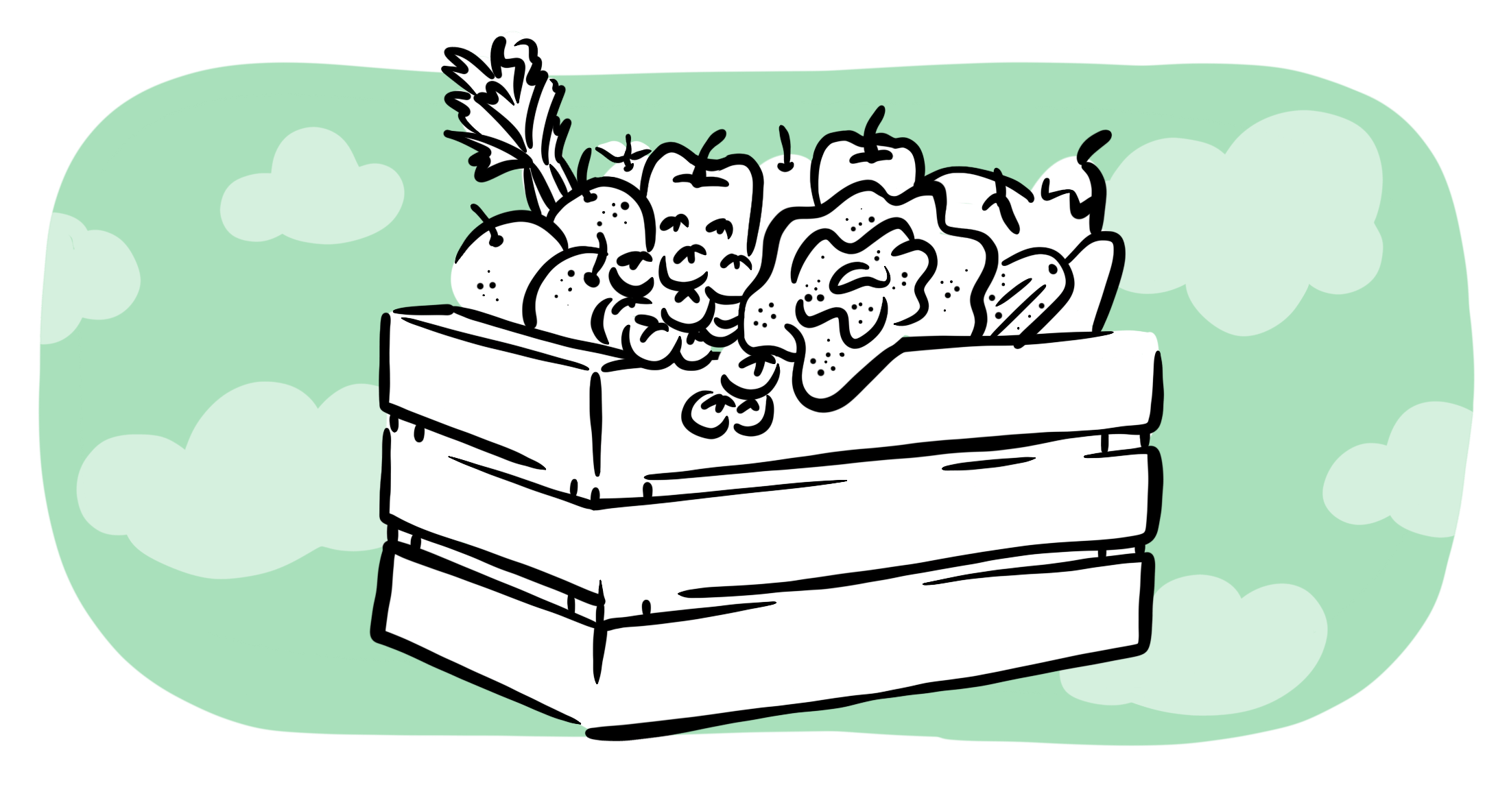 Una caja de verduras.