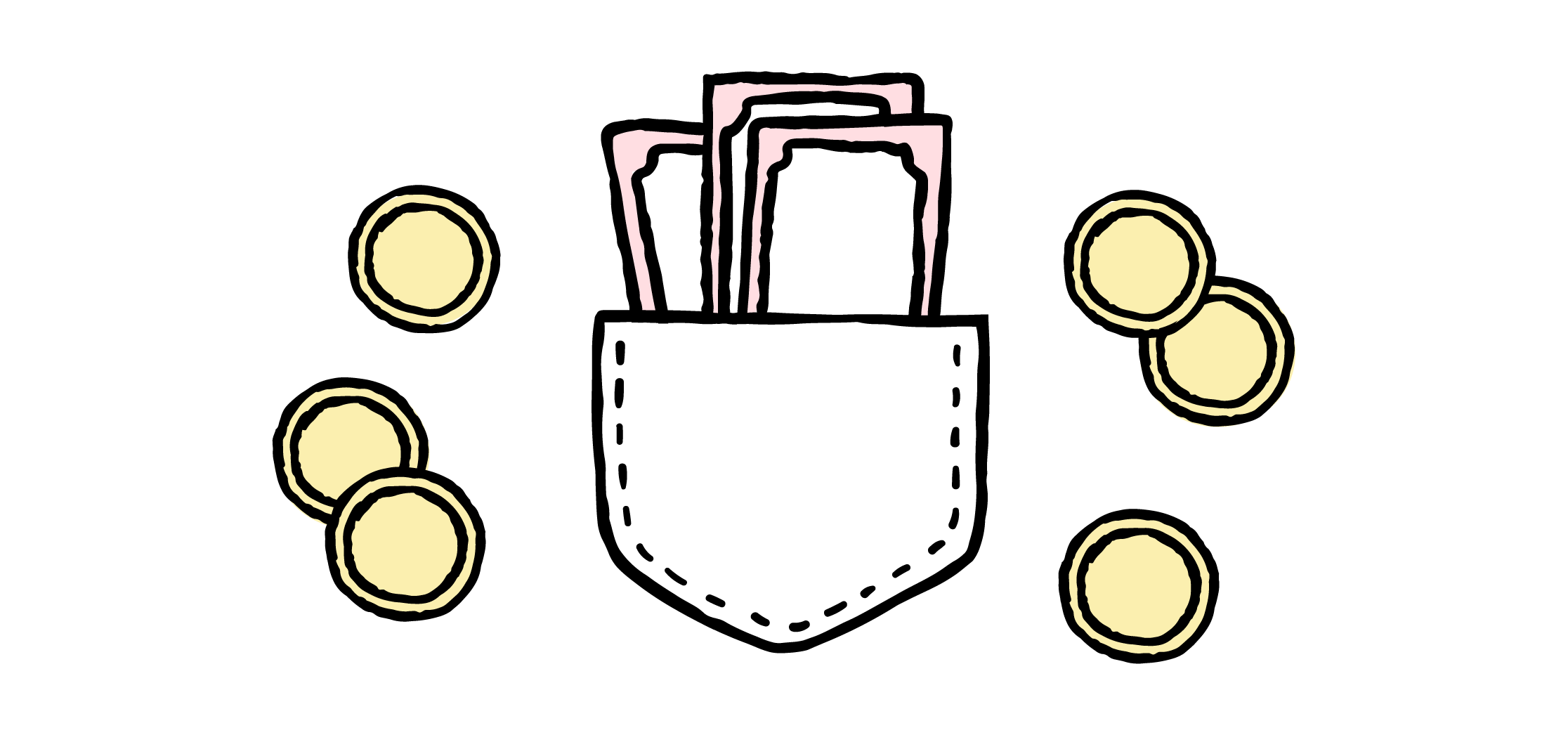 Money bills and coins