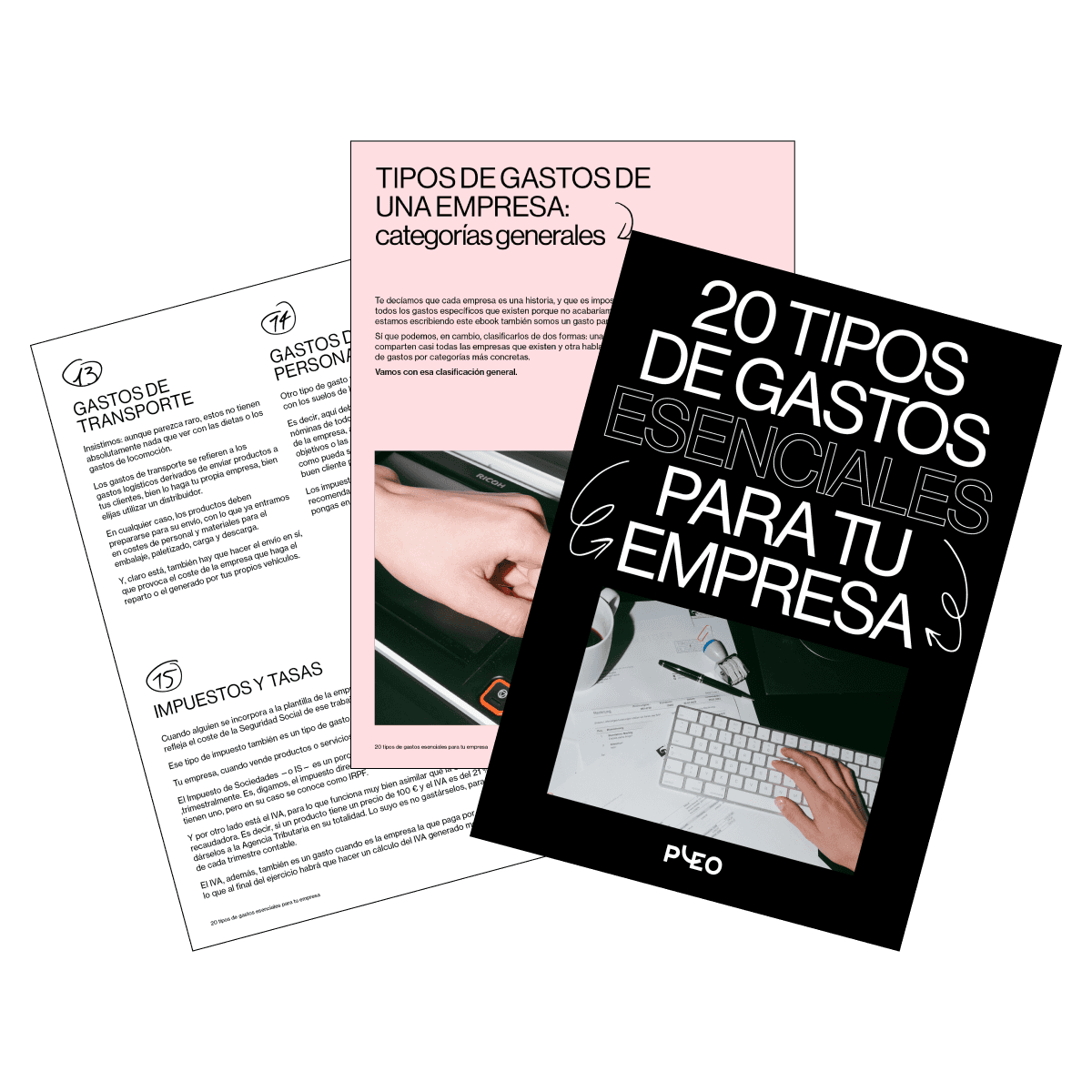 Tres páginas del libro 20 tipos de gastos esenciales para tu empresa