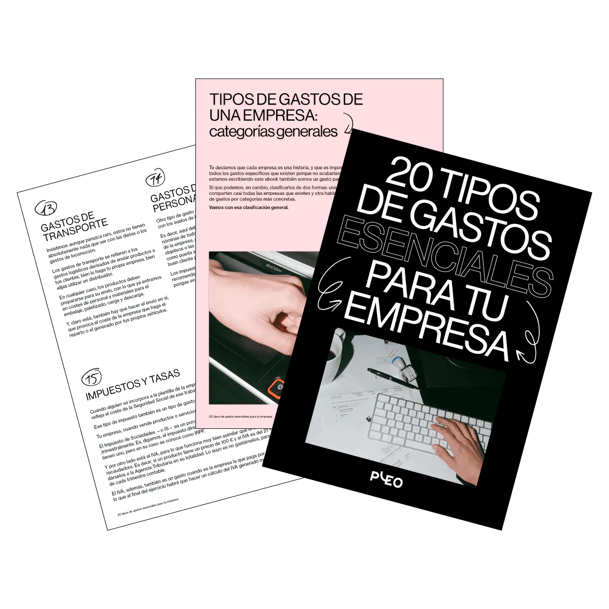 Varias páginas del ebook 20 tipos de gastos esenciales para tu empresa