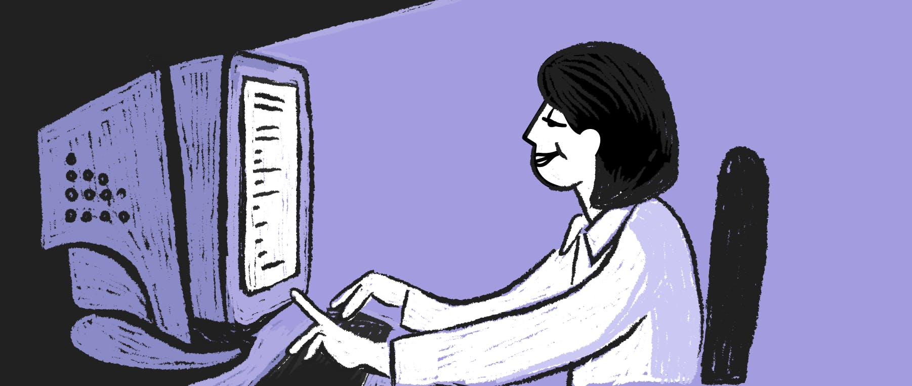 Una mujer usando el ordenador 