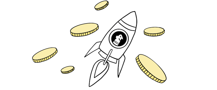 coins and rocketship