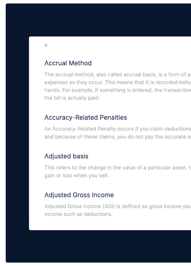 Business Tax Glossary