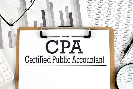 Clipboard with text that reads "certified public accountant"