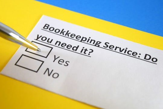 Form reads "Bookkeeping Service: Do you need it?" with checkboxes for "yes" and "no."