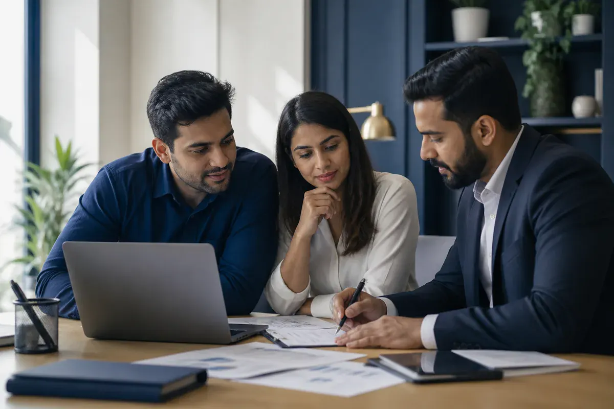 Startup founders planning registration with a professional adviser