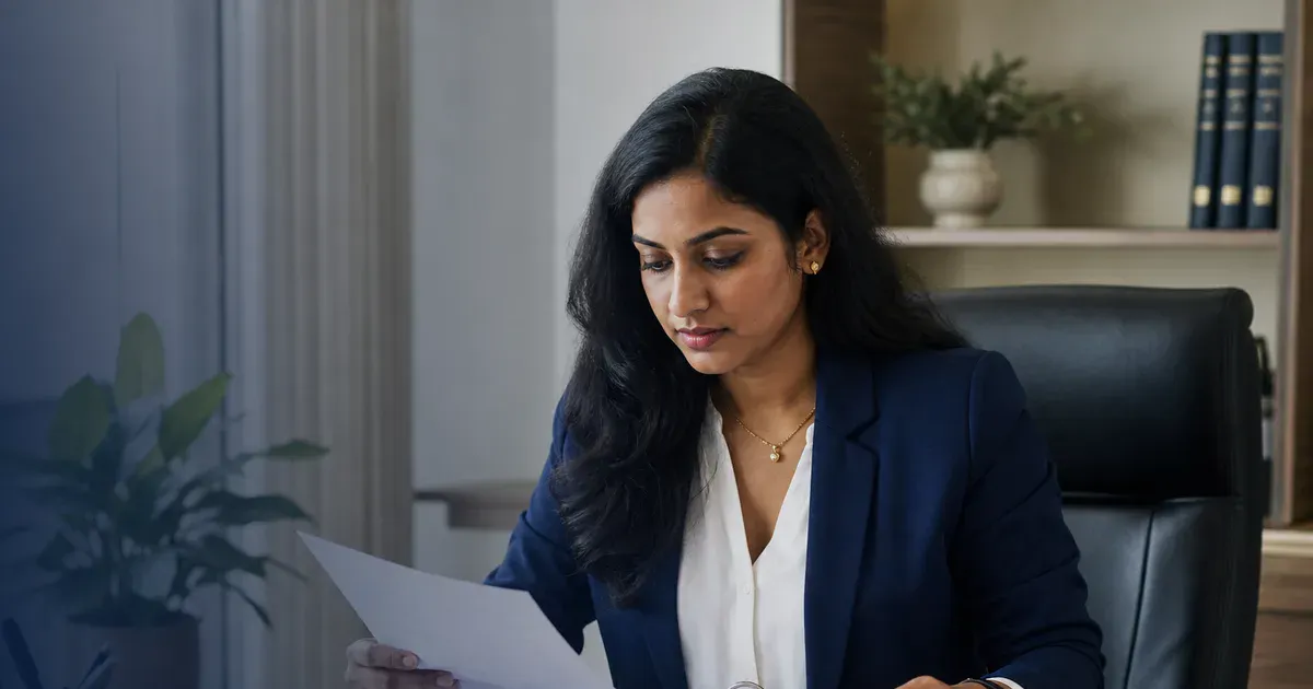 Company secretary reviewing annual corporate compliance records