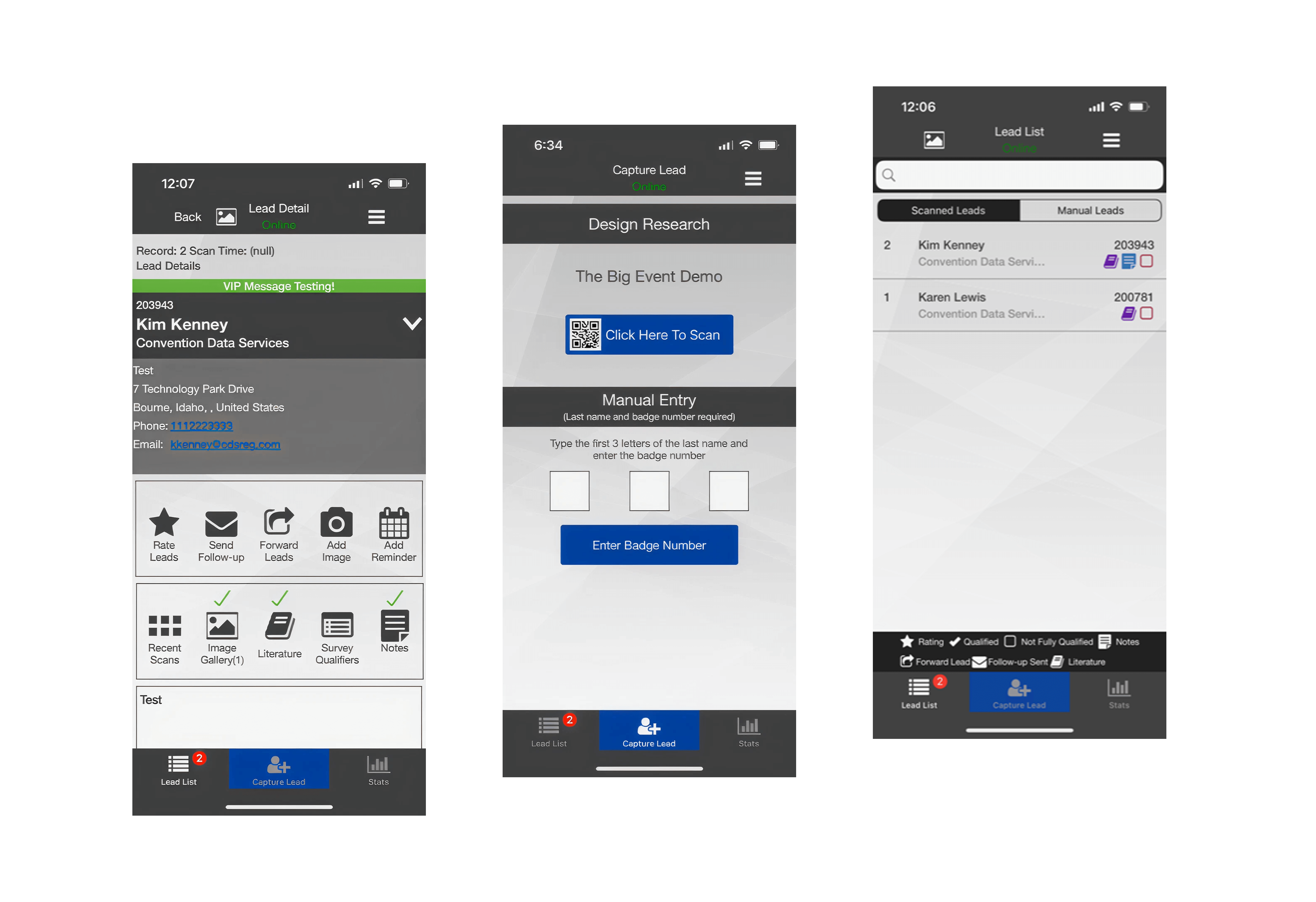 Three screens with XPress Leads old design