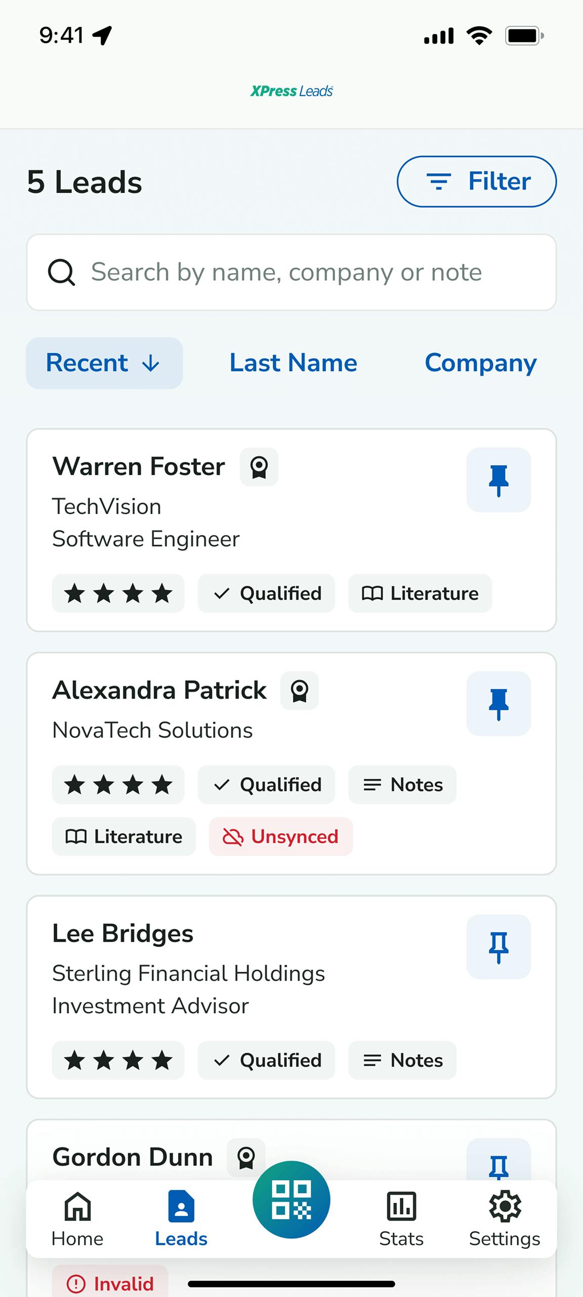 Lead list design