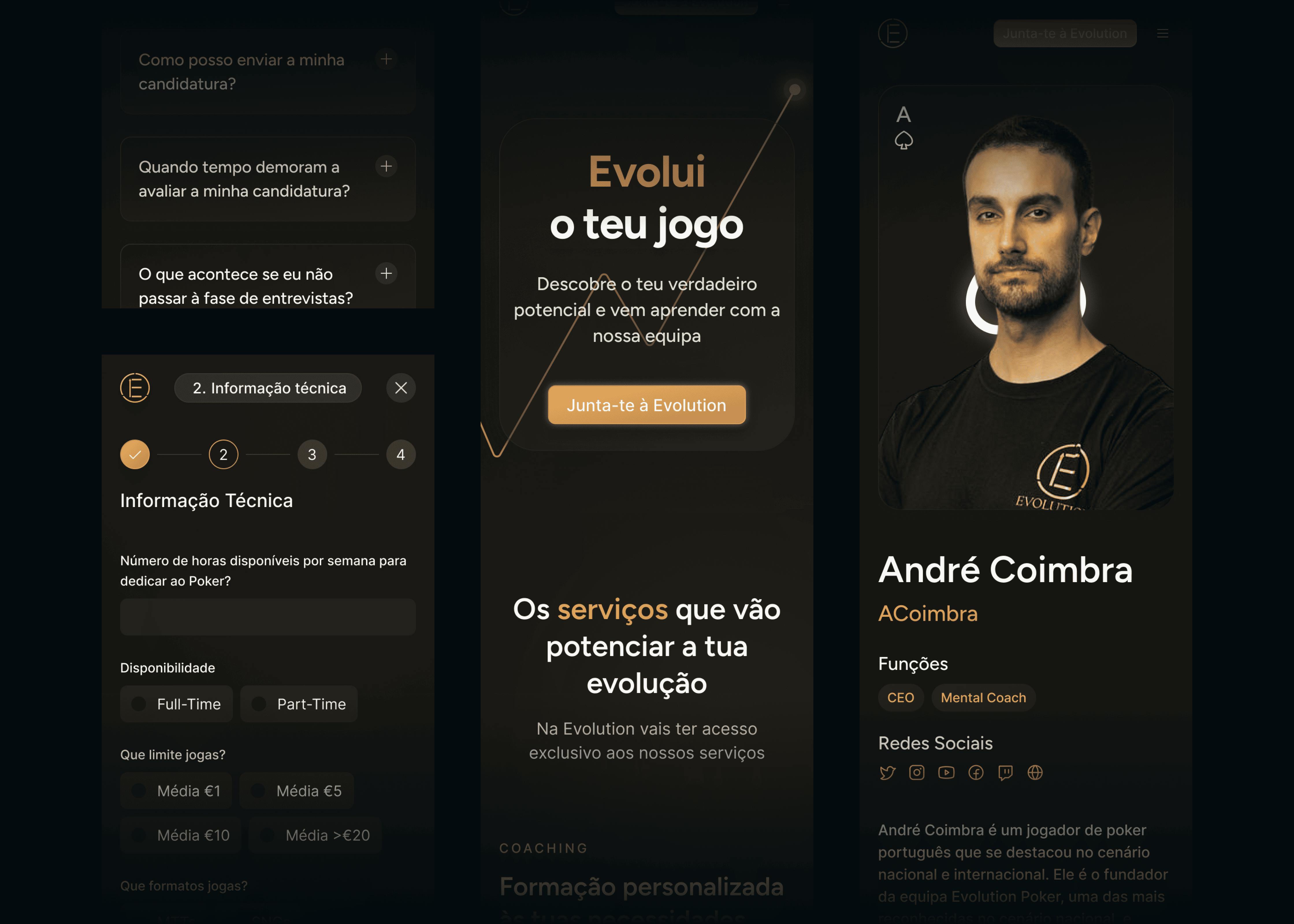 Responsive screens of evolution poker's website