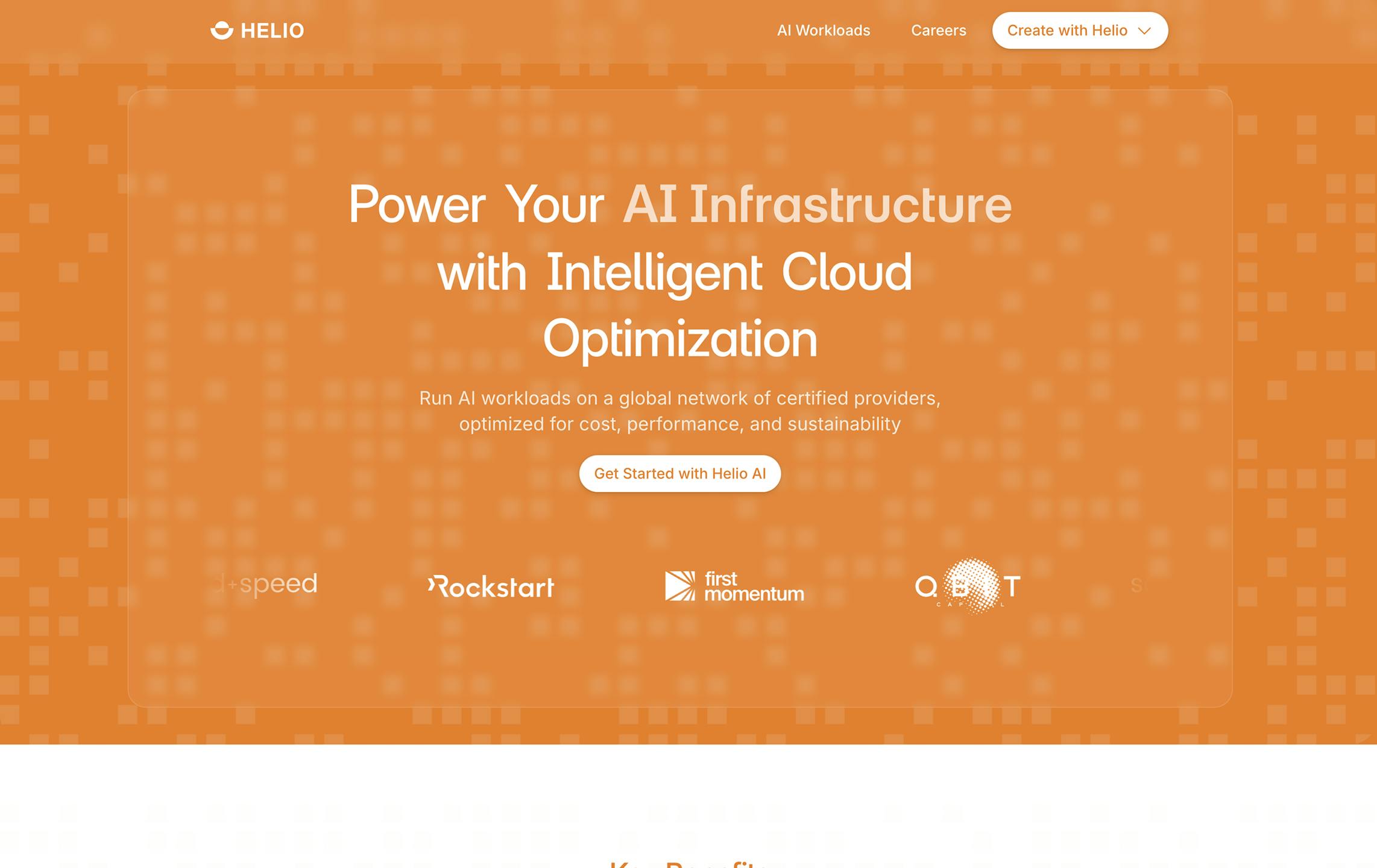 AI Workloads page focused on its hero section