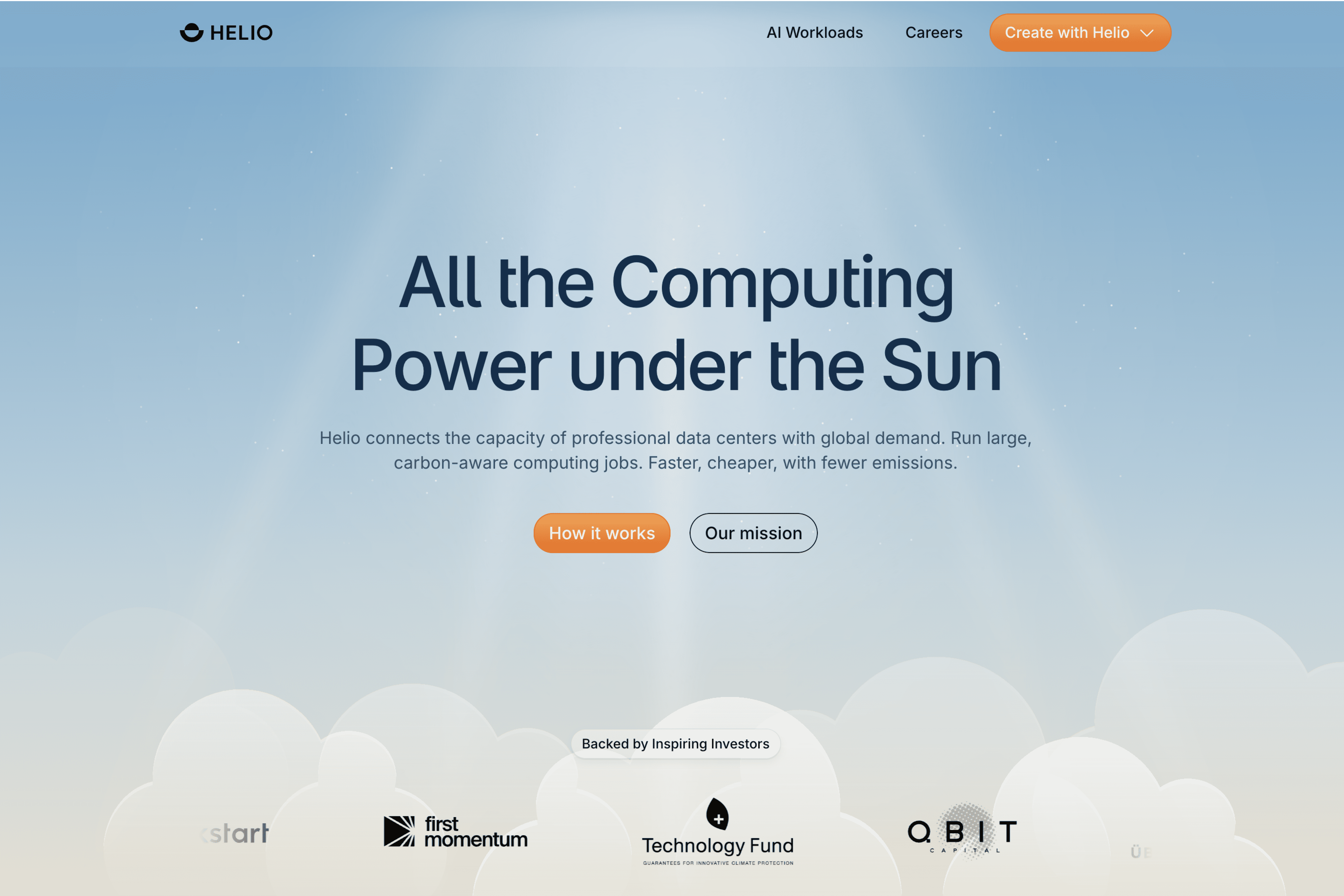 Hero of Helio Cloud's website