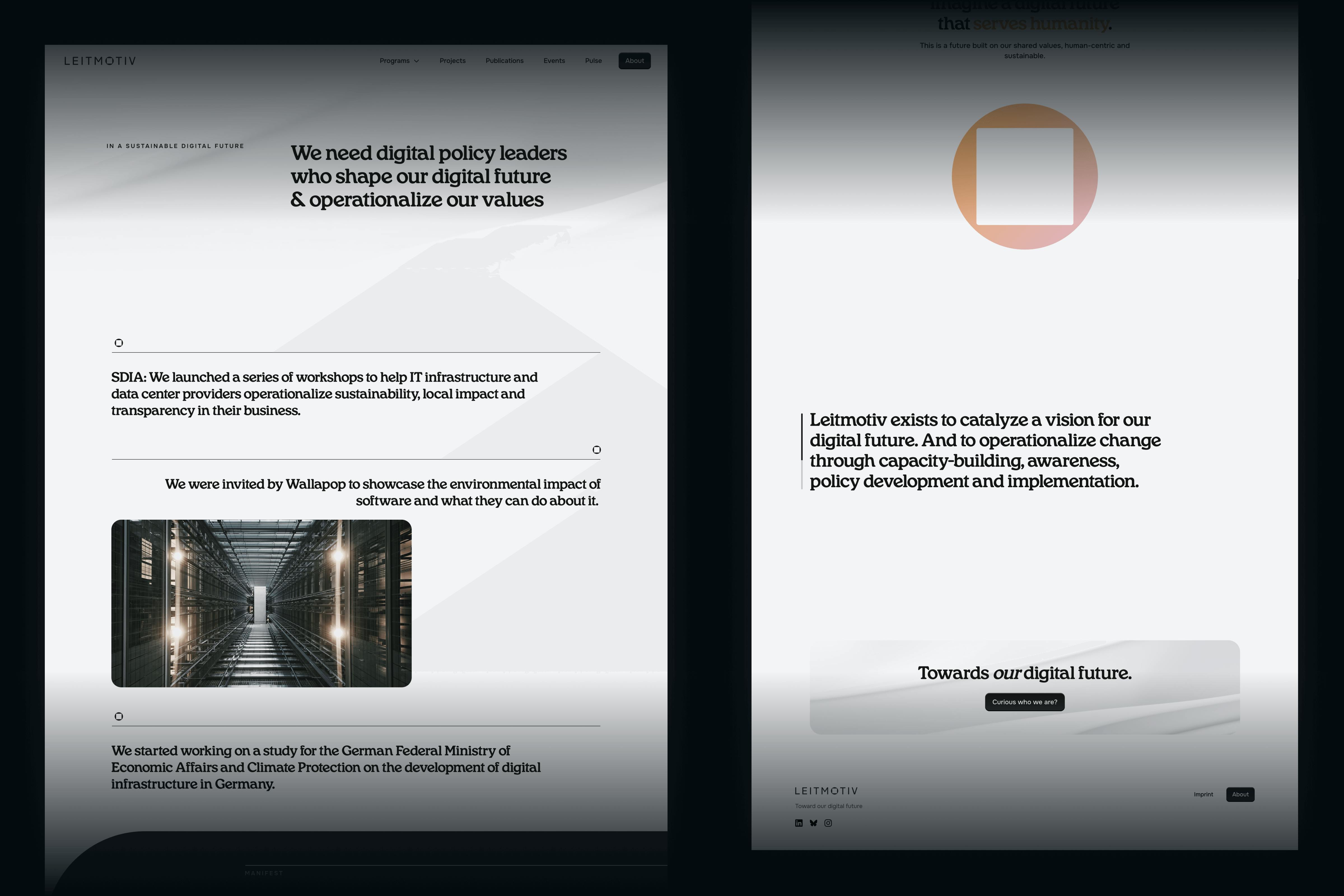 Desktop screens of the leitmotiv homepage