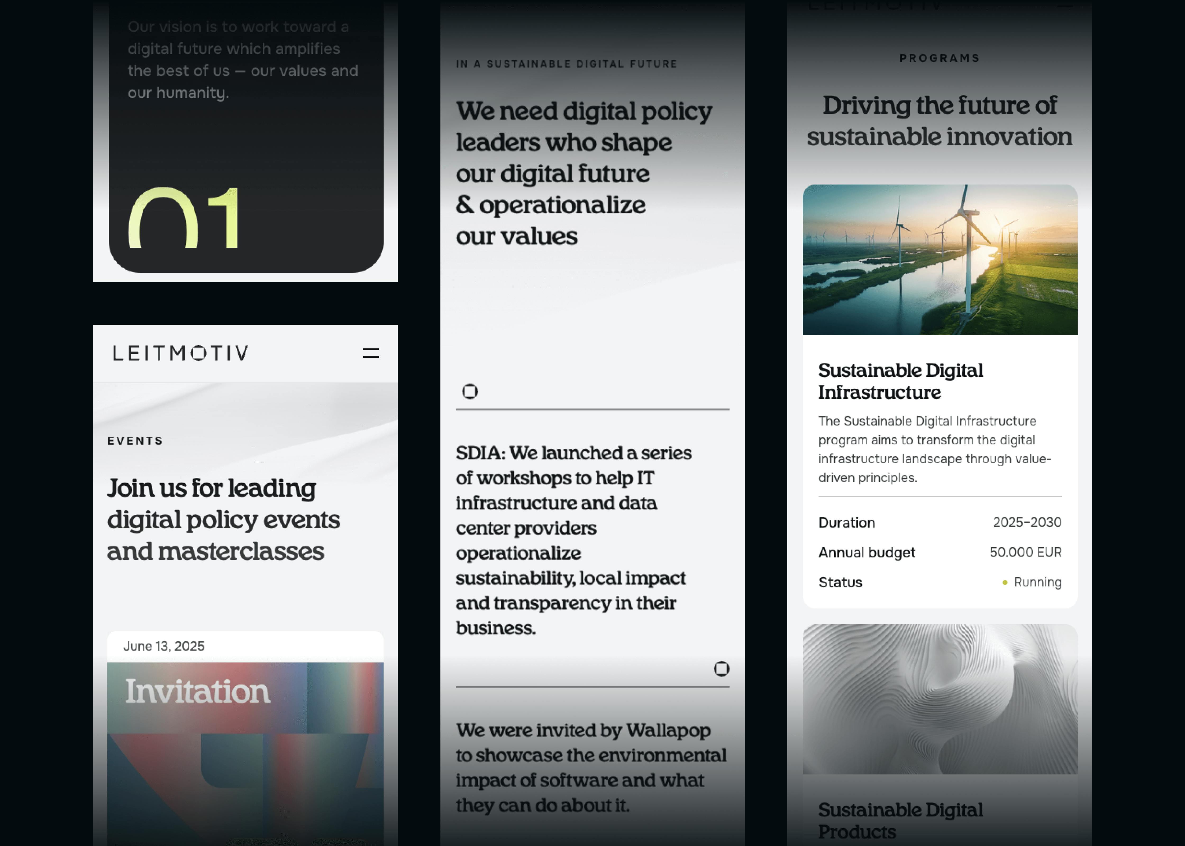 Mobile screens of leitmotiv's website