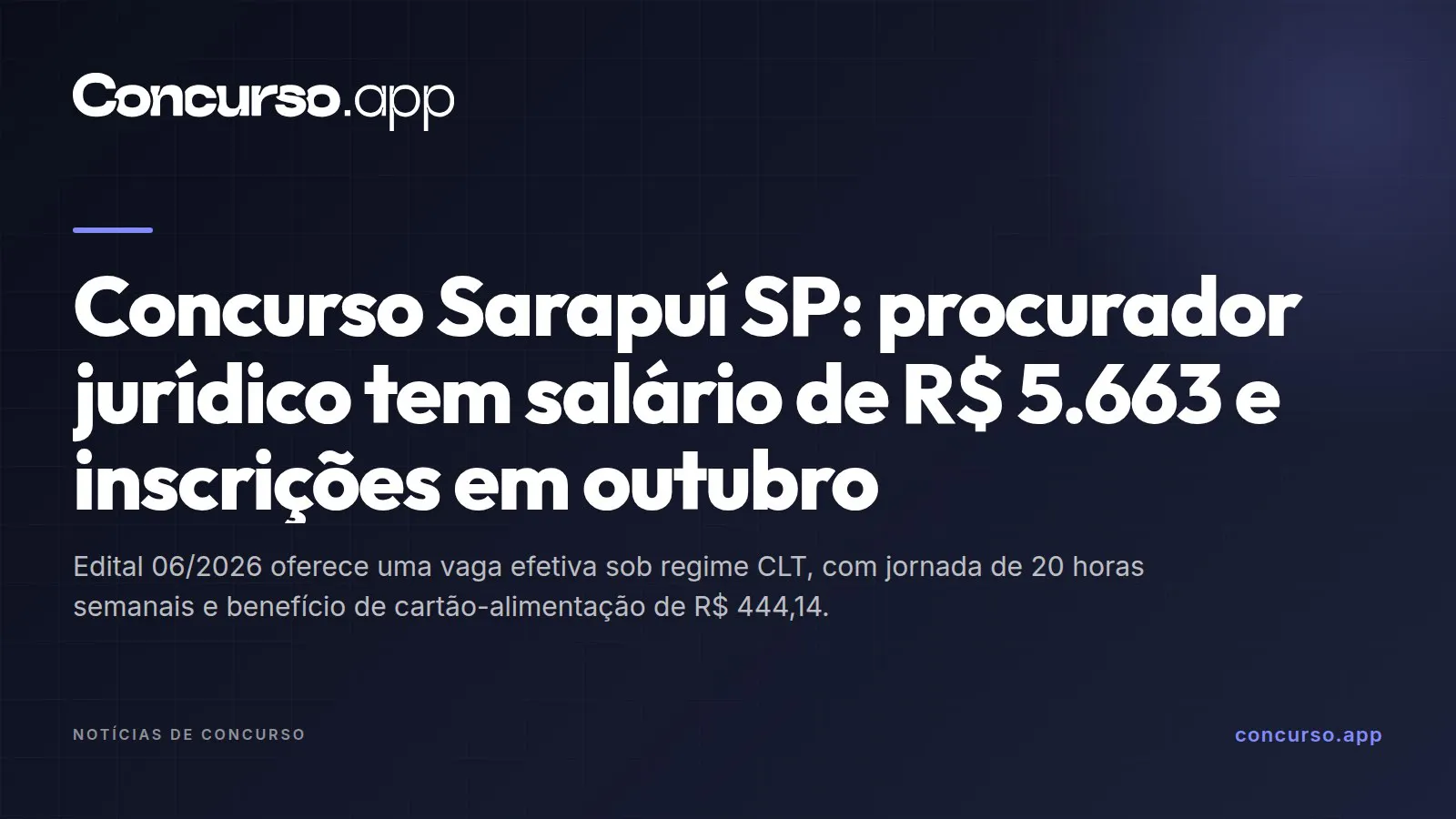 Concurso Sarapuí SP: procurador jurídico tem salário de R$ 5.663 e inscrições em outubro