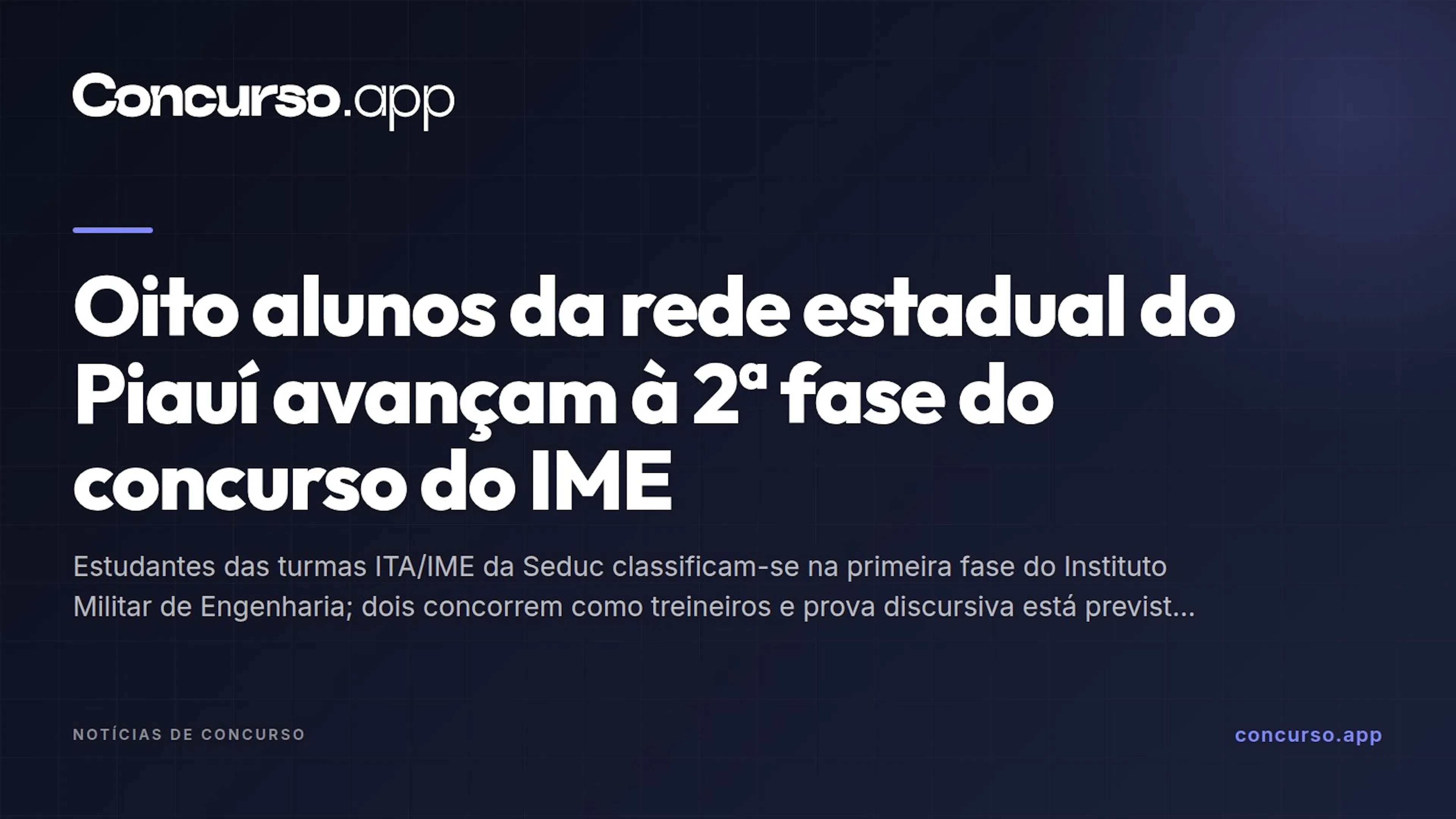 Oito alunos da rede estadual do Piauí avançam à 2ª fase do concurso do IME