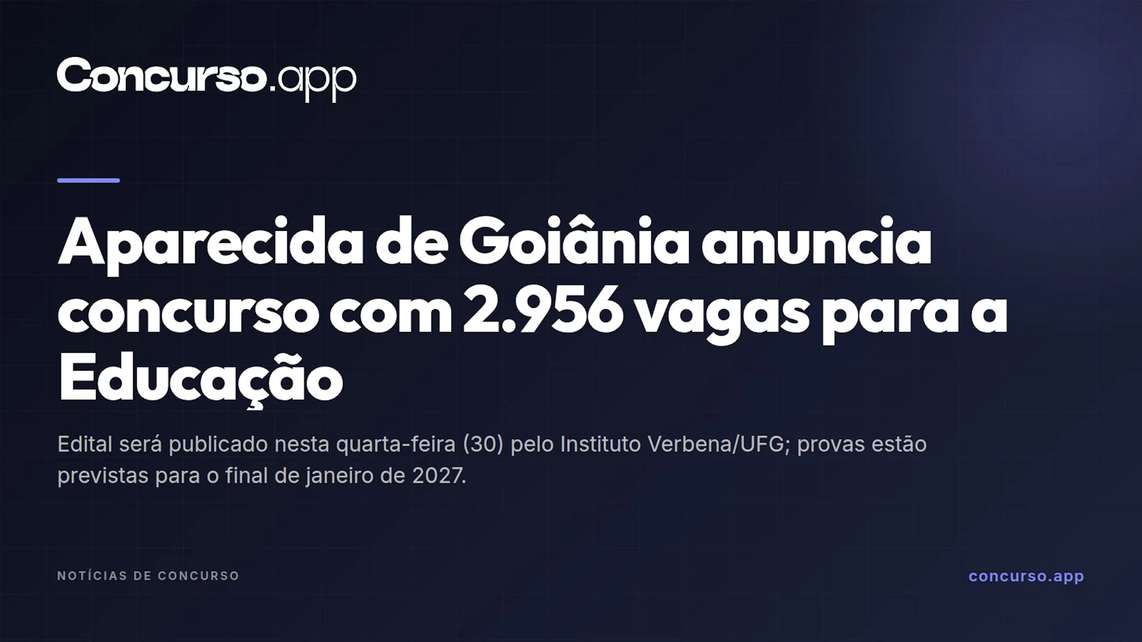 Aparecida de Goiânia anuncia concurso com 2.956 vagas para a Educação