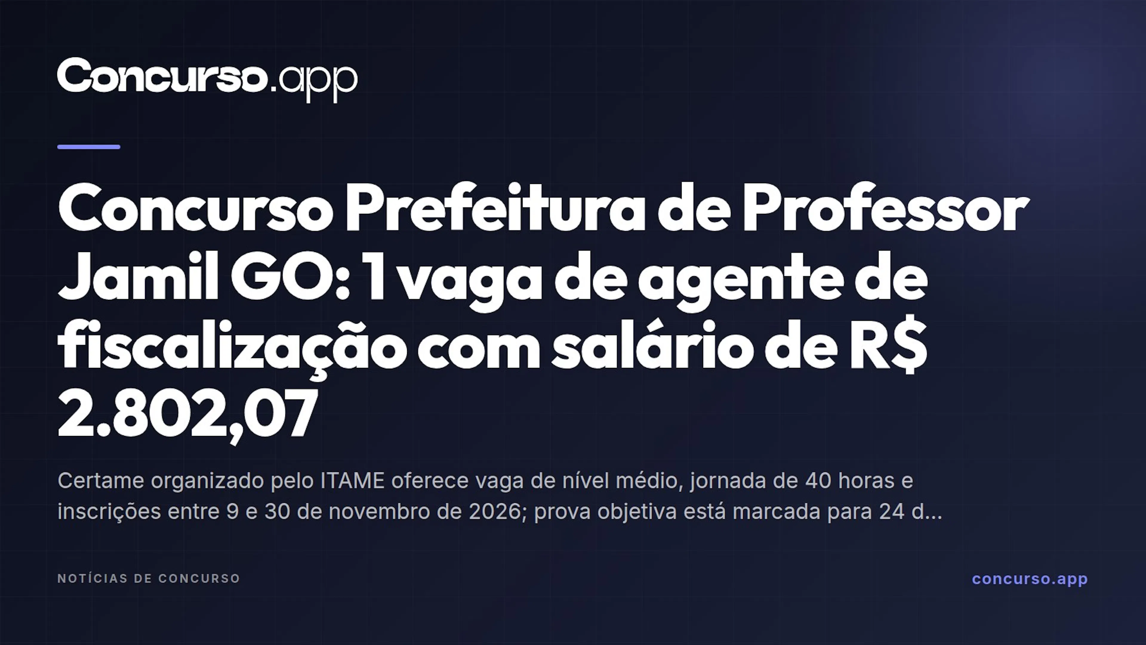 Concurso Prefeitura de Professor Jamil GO: 1 vaga de agente de fiscalização com salário de R$ 2.802,07