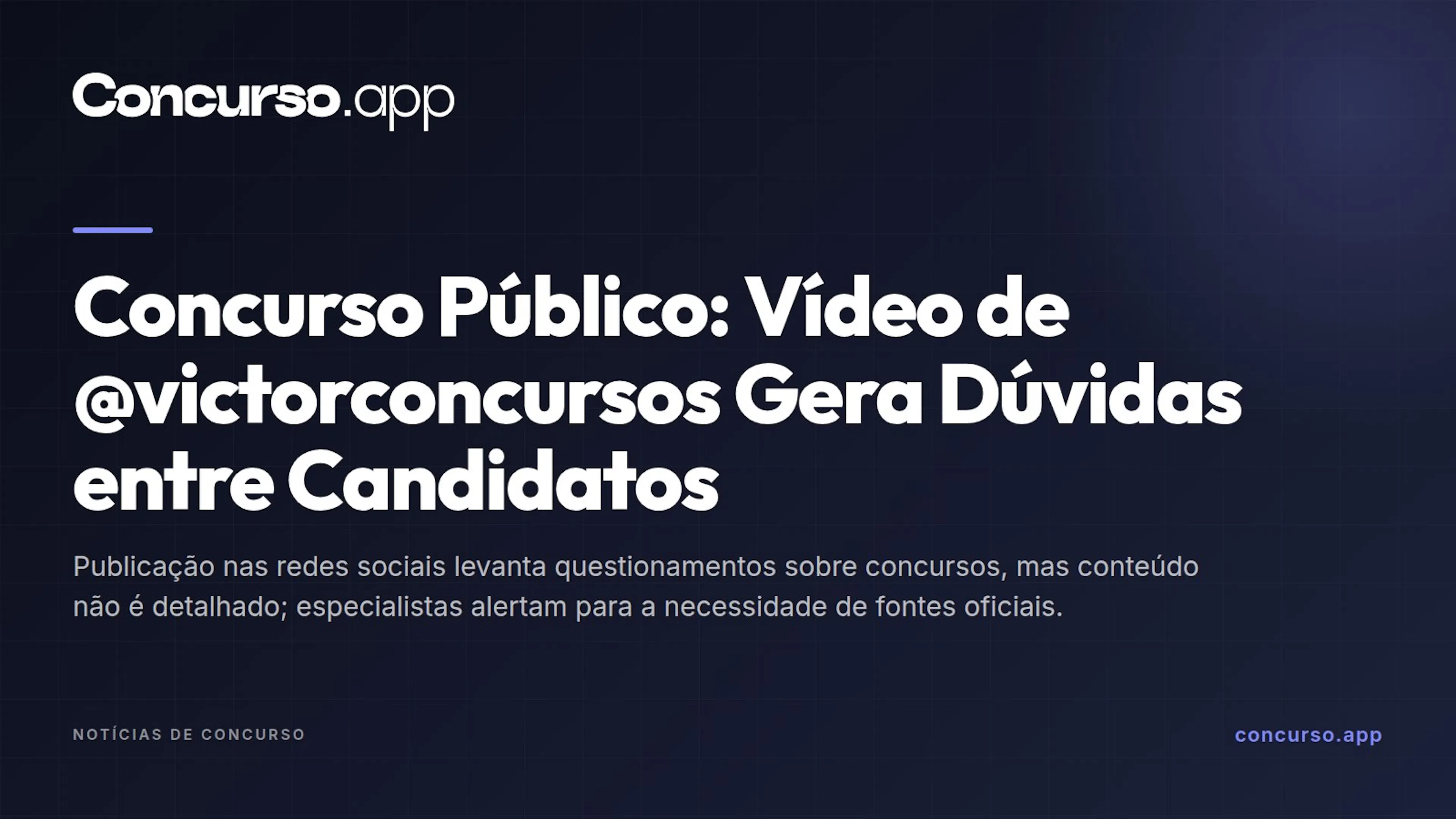 Concurso Público: Vídeo de @victorconcursos Gera Dúvidas entre Candidatos