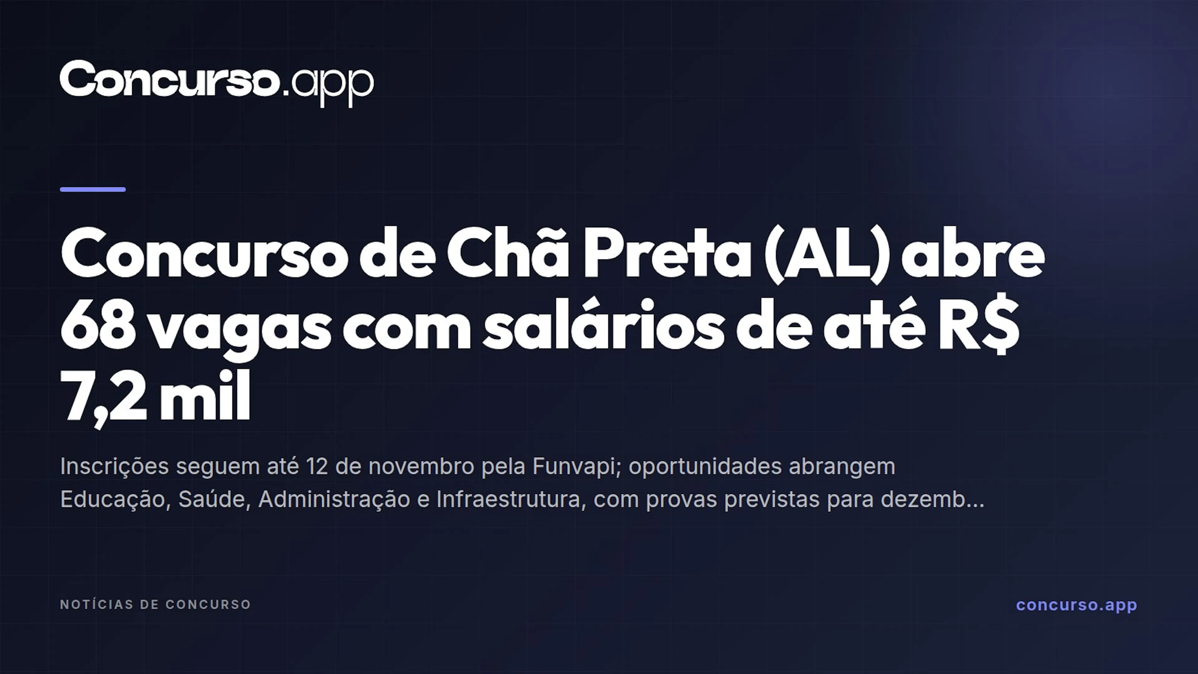 Concurso de Chã Preta (AL) abre 68 vagas com salários de até R$ 7,2 mil