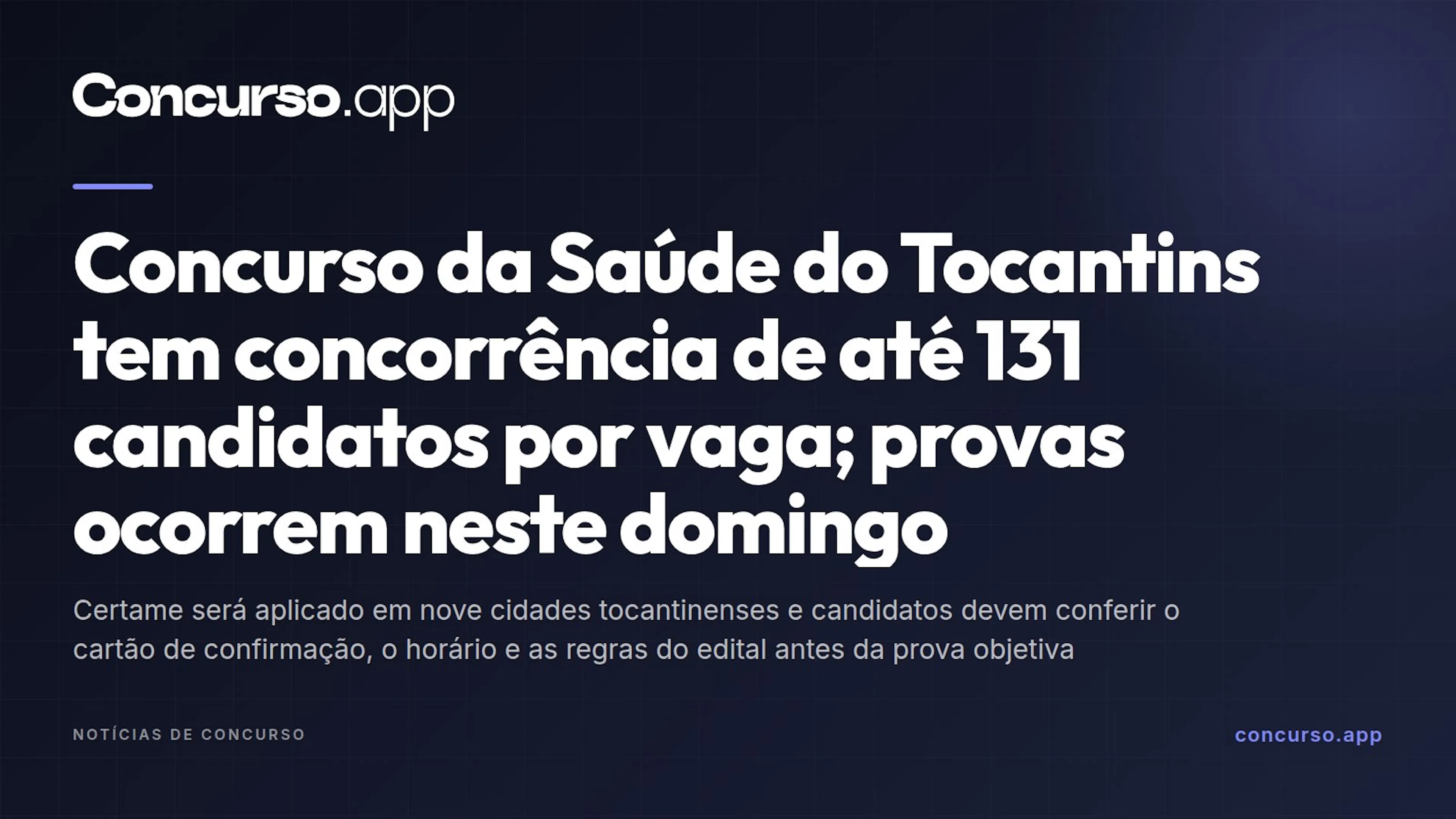 Concurso da Saúde do Tocantins tem concorrência de até 131 candidatos por vaga; provas ocorrem neste domingo